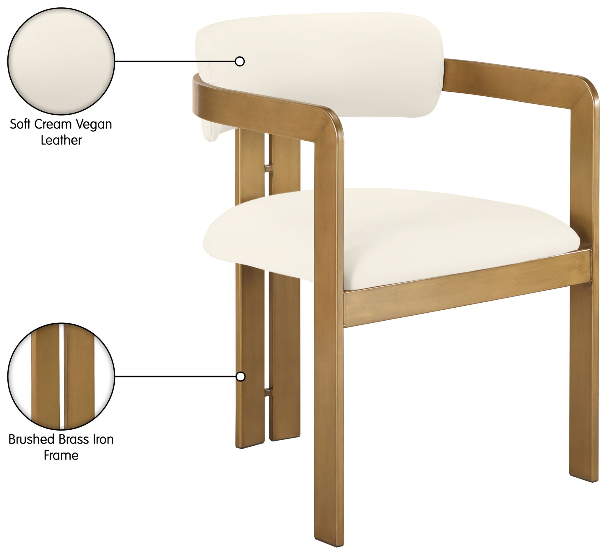 Aurum - Vegan Leather Upholstered Dining Chair With Brushed Brass Base (Set of 2)