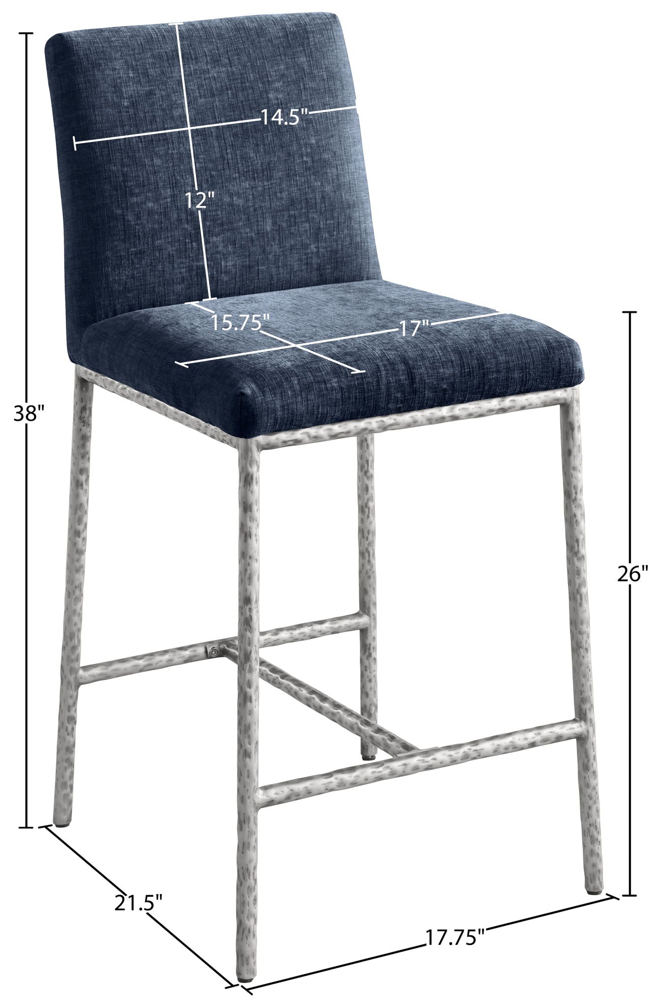 Reeves - Chenille Fabric Upholstered Counter Stool (Set of 2) - Silver Base