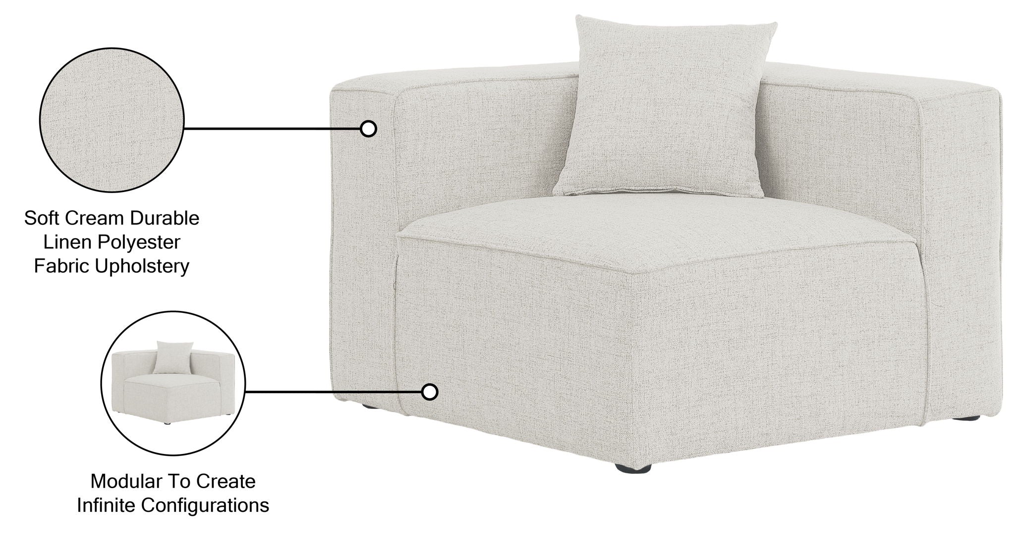 Cube - Linen Corner Chair