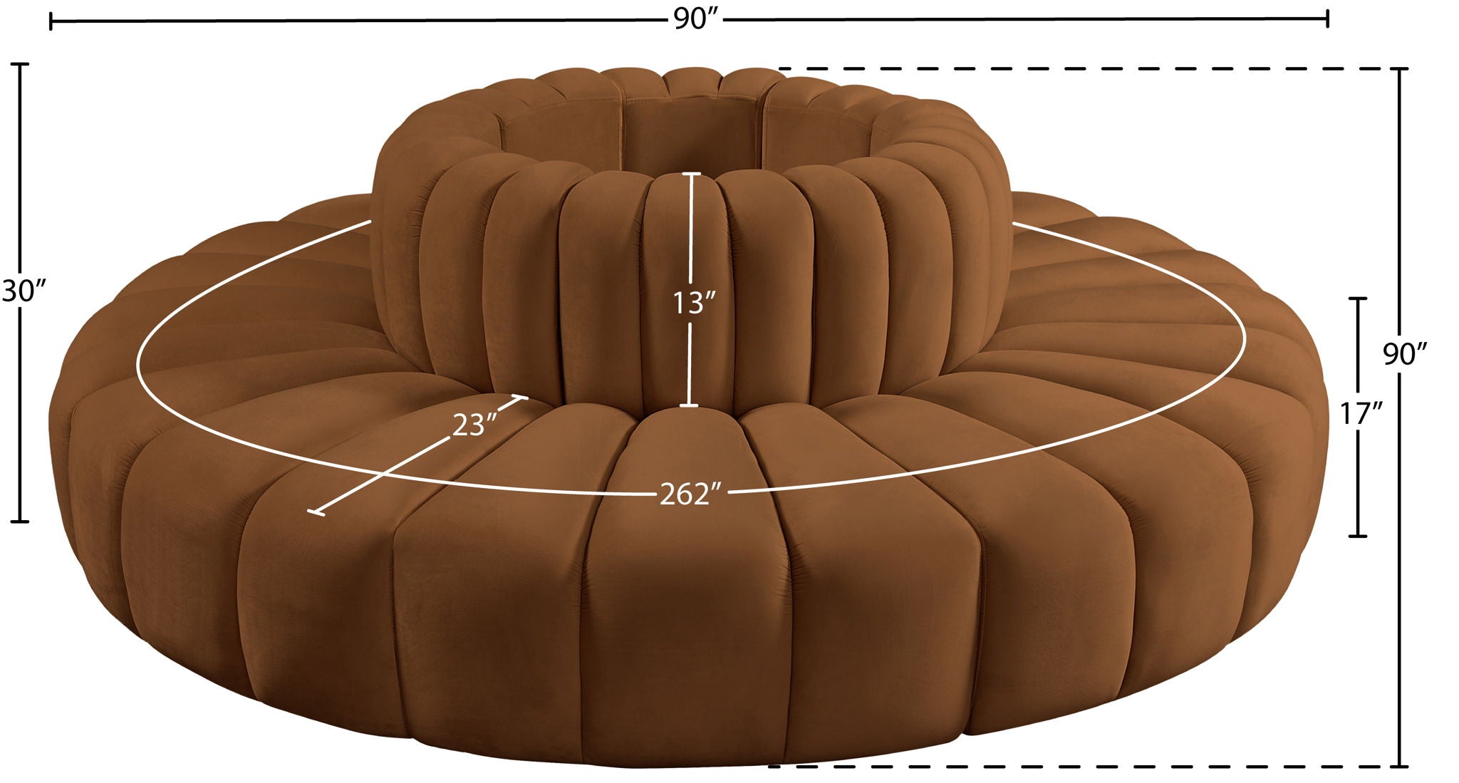 Arc - Velvet 8 Piece Round Modular Sofa - Saddle