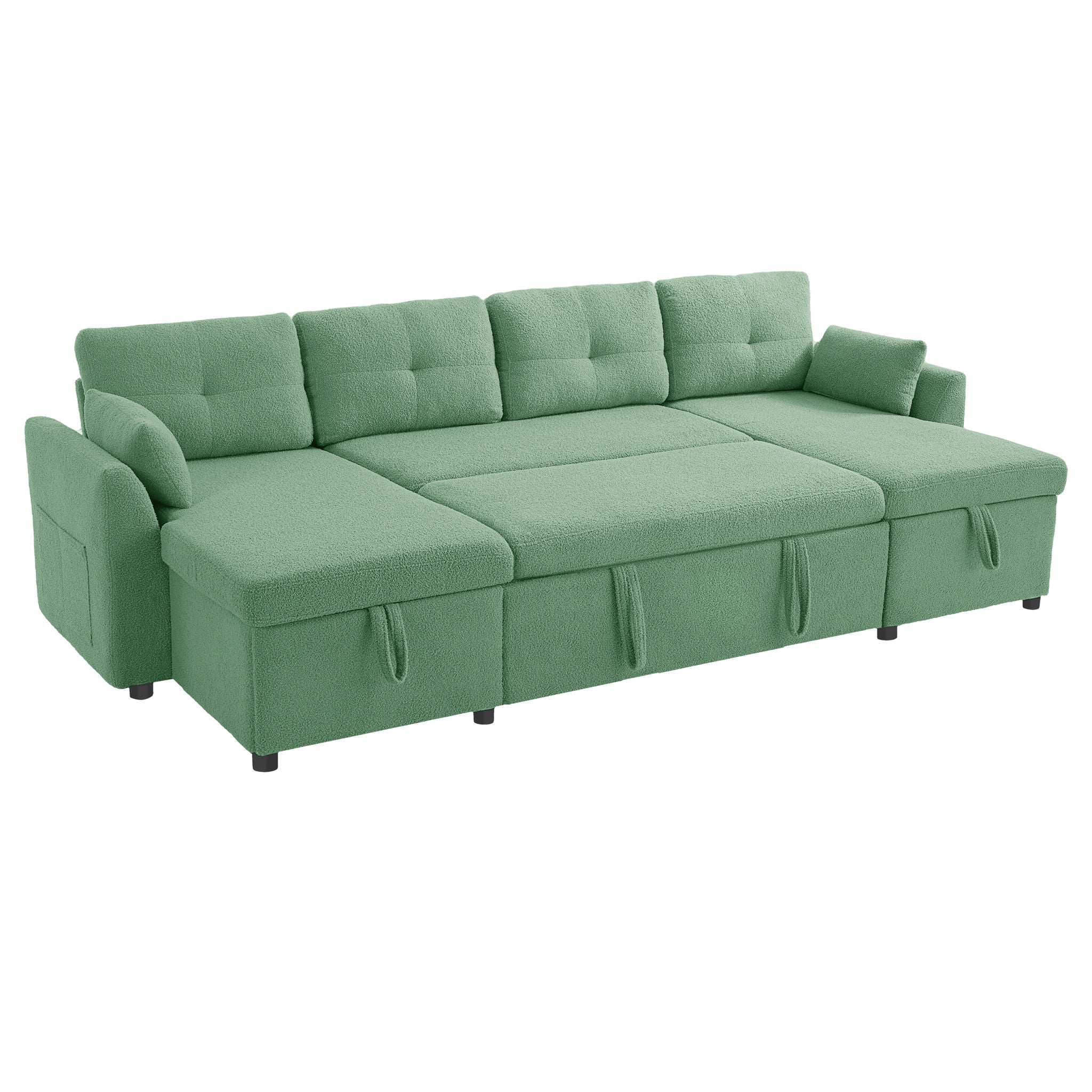U-Shaped Sectional Sofa Bed With Storage And USB Ports