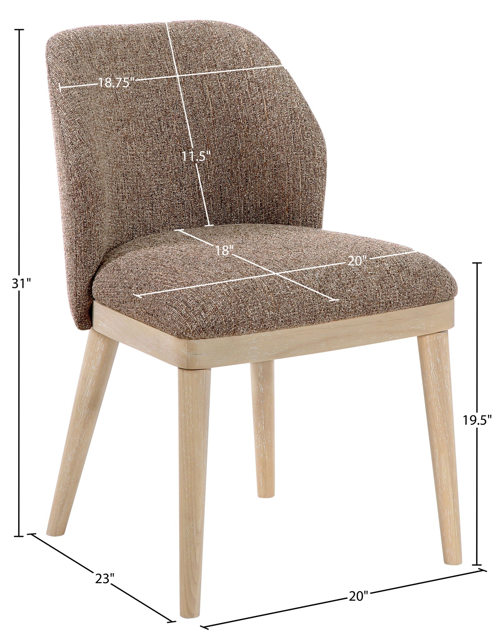 Valeo - Linen Textured Fabric Upholstered Dining Chair (Set of 2) - Painted Natural Base
