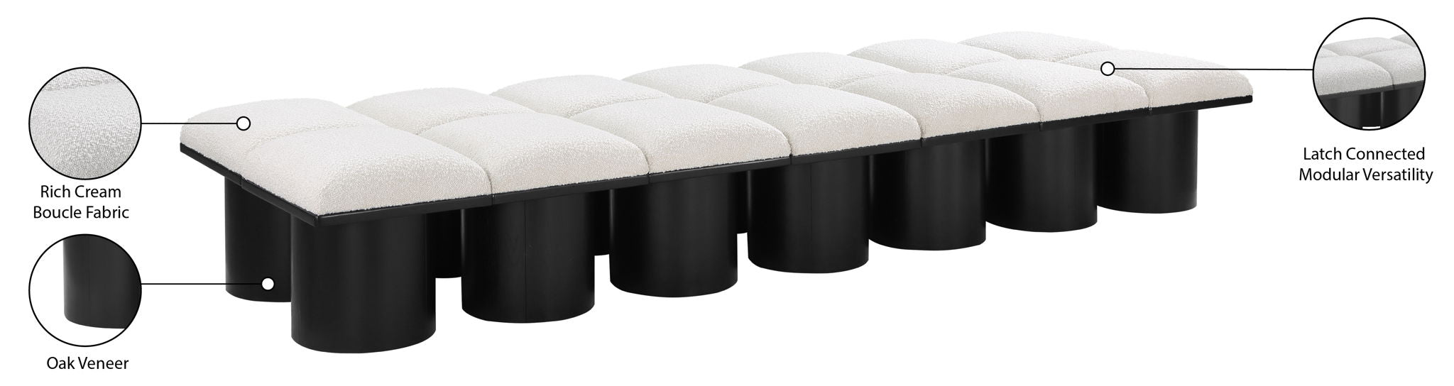Pavilion - 14 Piece Modular Bench With Black Base