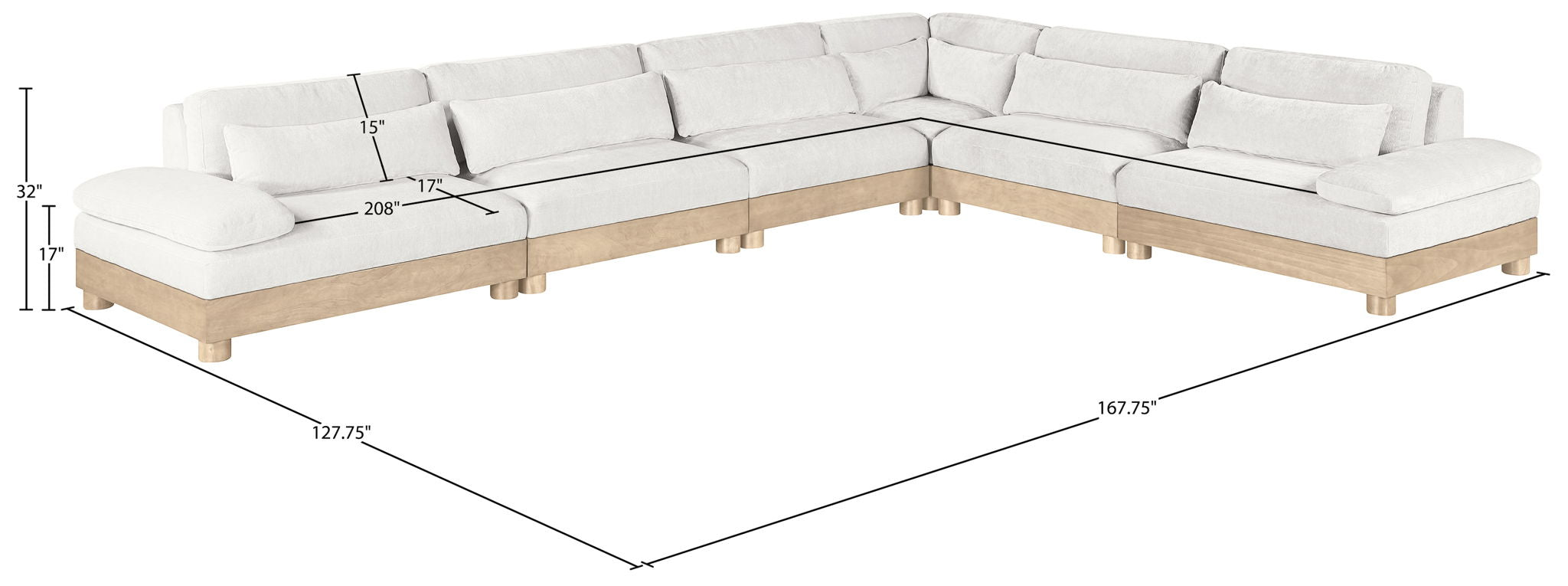 Turin - Chenille Fabric Upholstered Modular Sectional - White