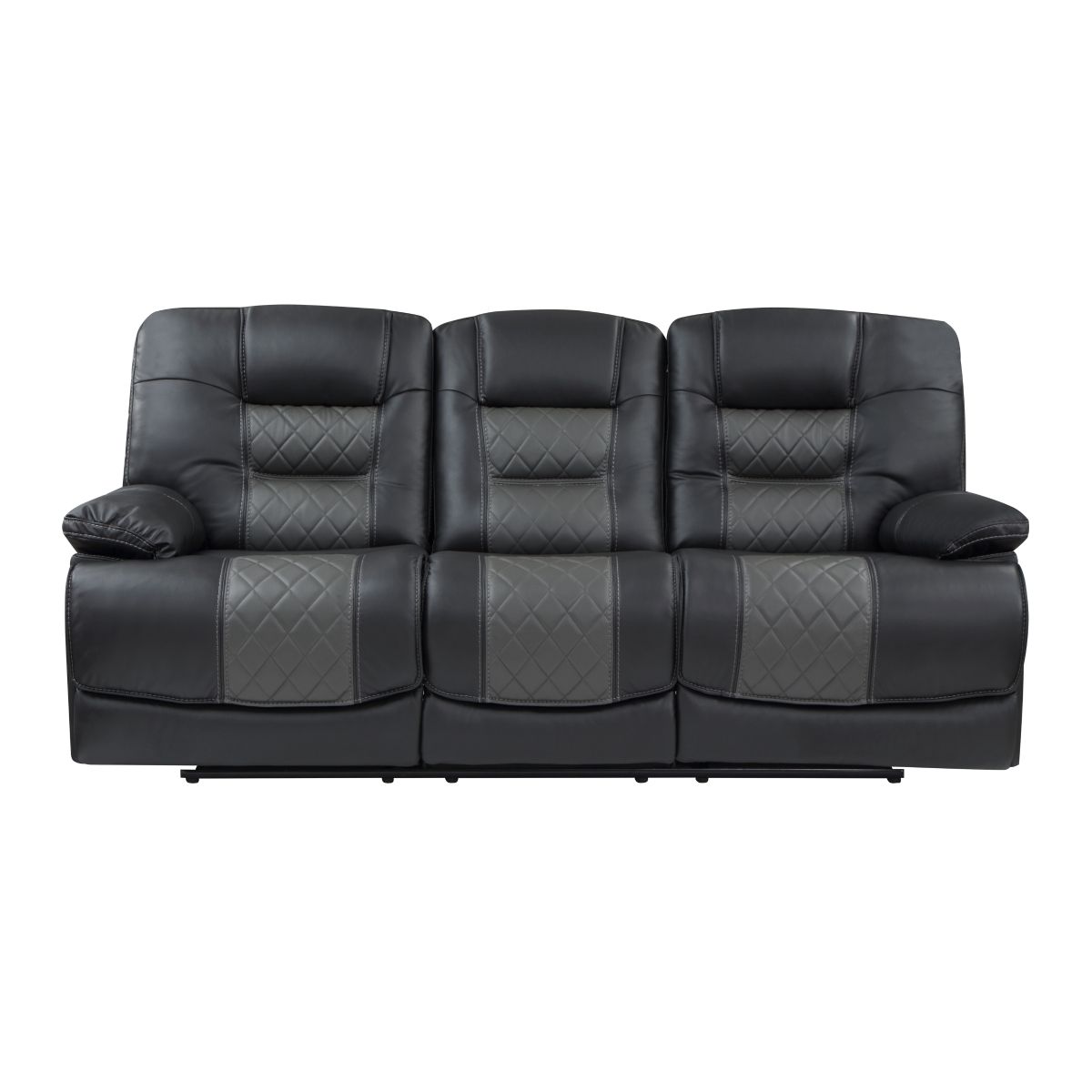 Fabian - Double Reclining Sofa With Center Drop-Down Cup Holders, Receptacles And USB Ports - 2-Tone Gray (Gray / Dark Gray)
