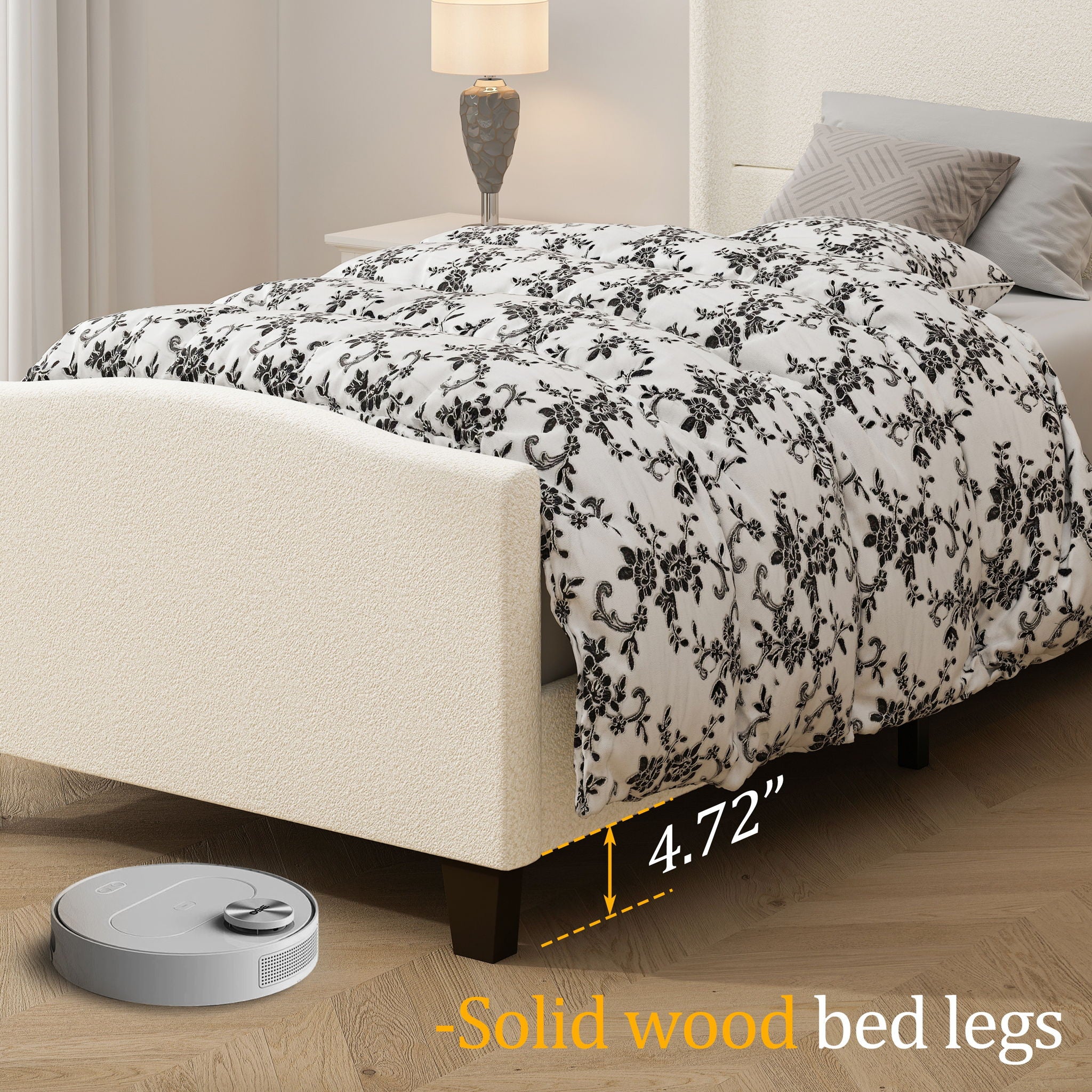 Platform Bed Frame With Tall Headboard And High Footboard