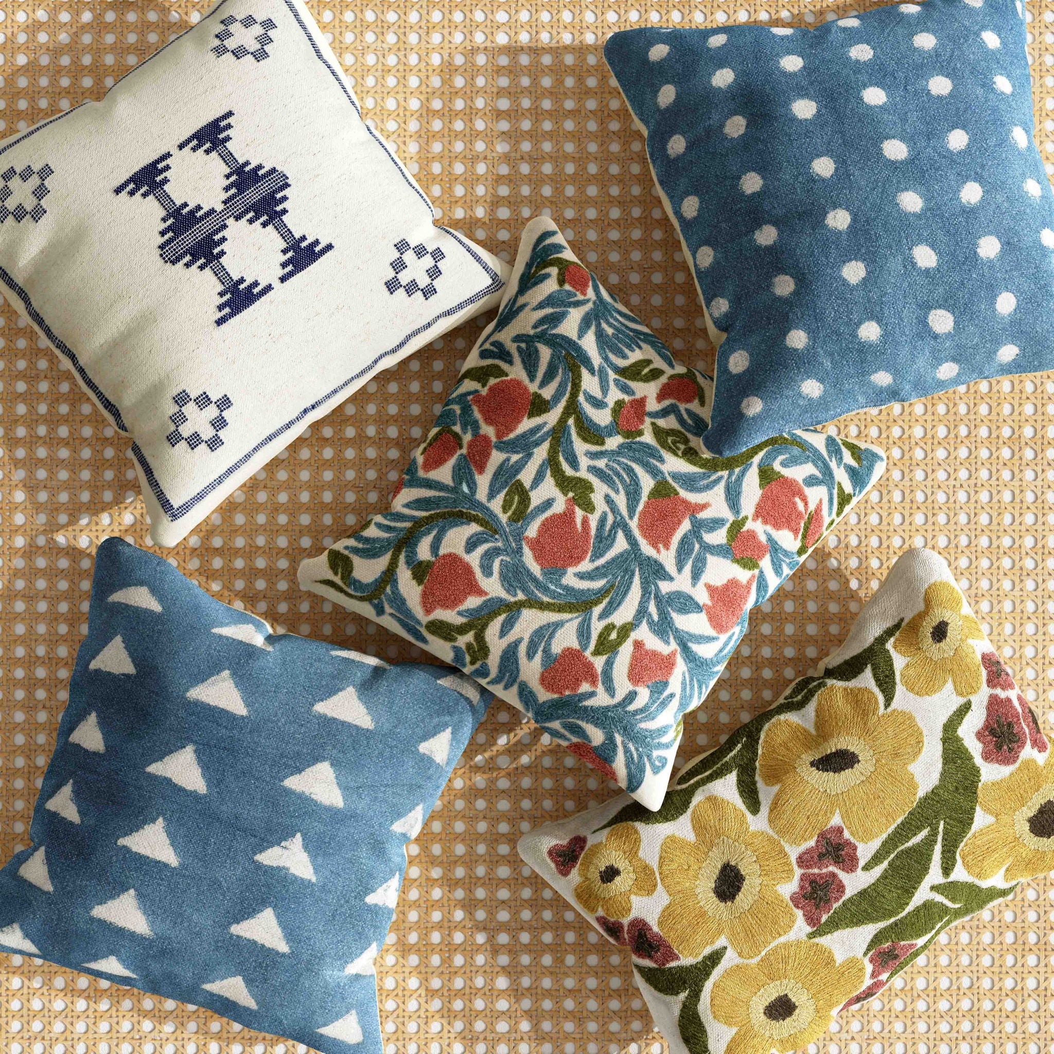 Indigo - 20" Square Accent Pillow Cover - Blue