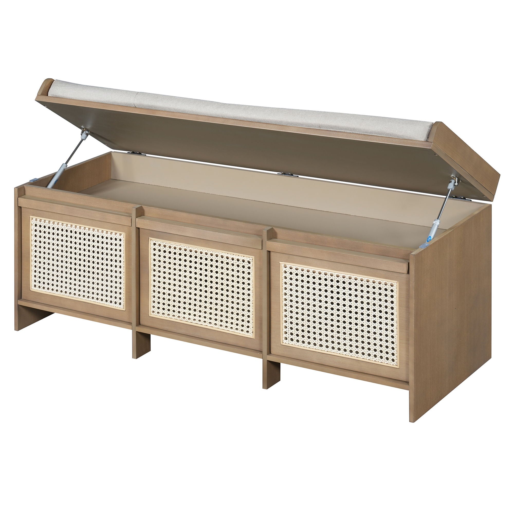 Entryway Shoe Bench With Drawers & Button Tufted Cushion