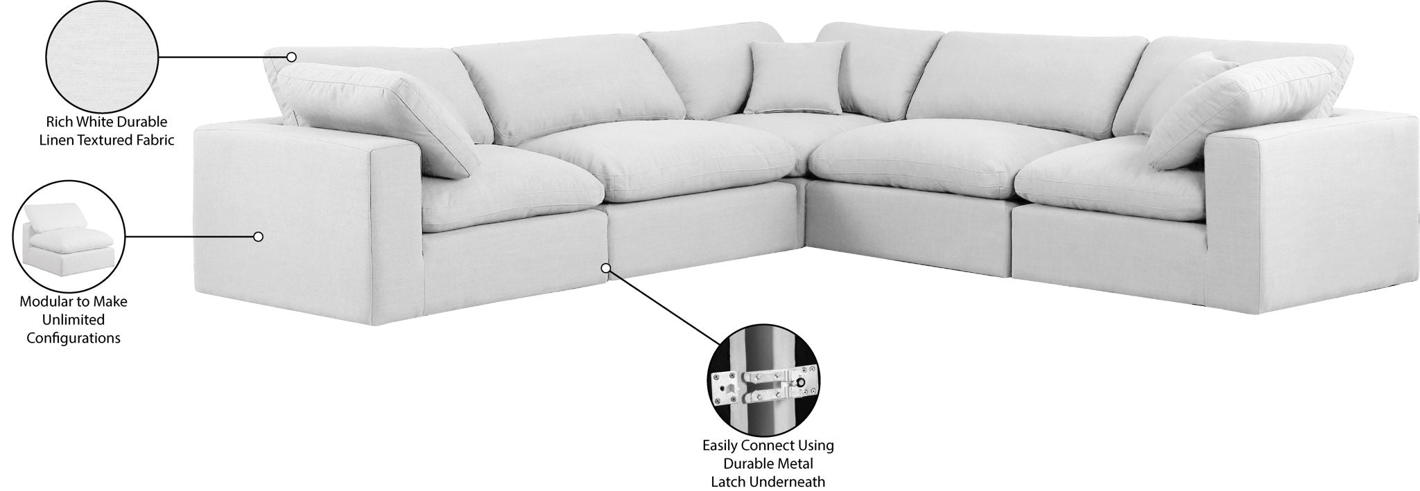 Comfy - 5 Piece Linen Modular Corner Sectional