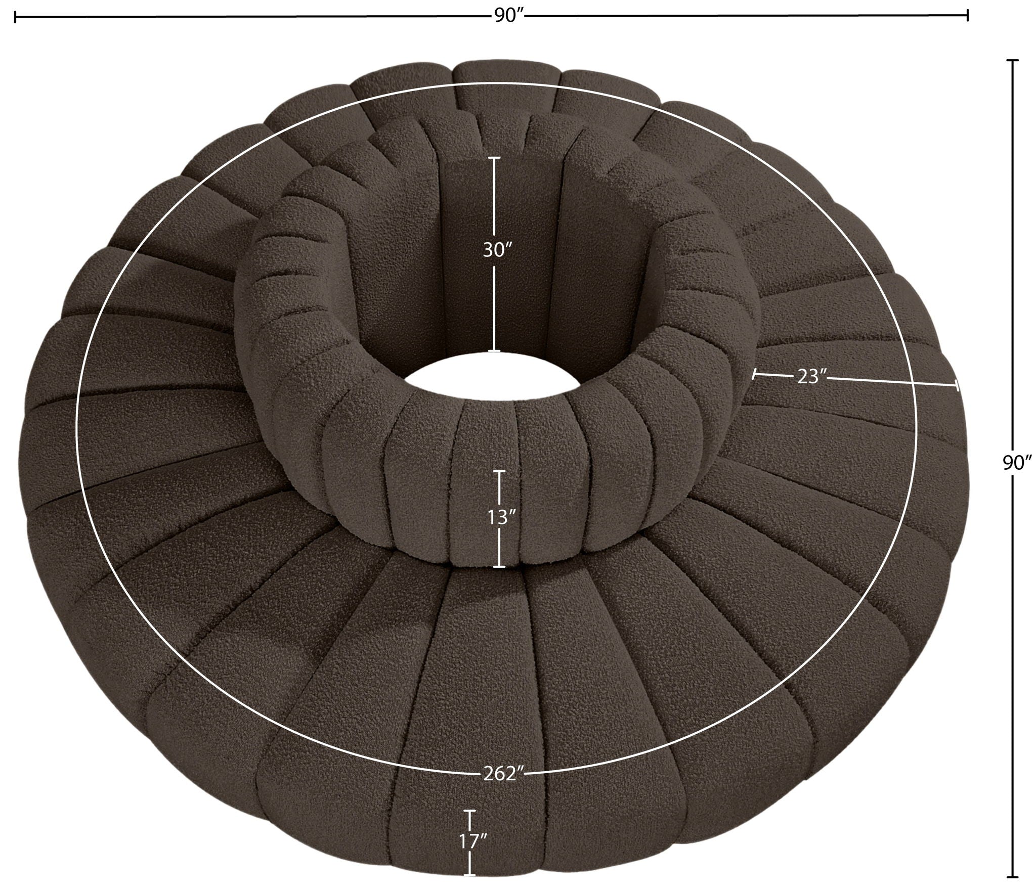 Arc - Boucle Fabric 8 Piece Round Modular Sofa