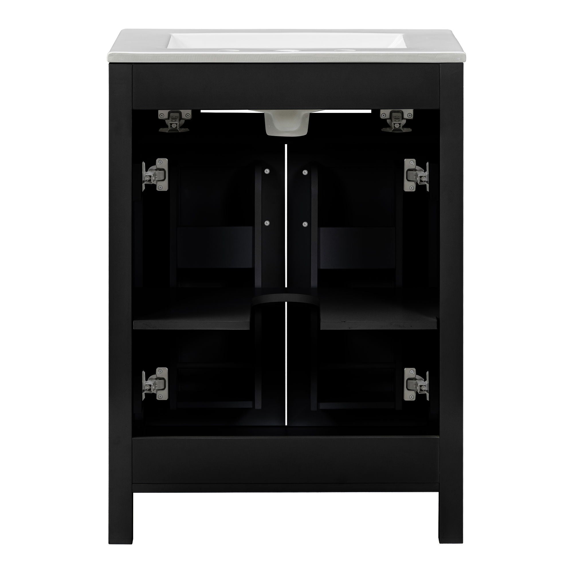 Modern Bathroom Vanity With Ceramic Sink, Soft-Close Doors, Flip Drawer, U-Shaped Shelves, Elegant Storage Solution