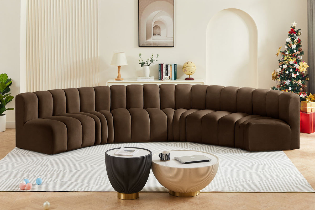 Arc - Velvet 6 Piece U-Shaped Modular Sofa