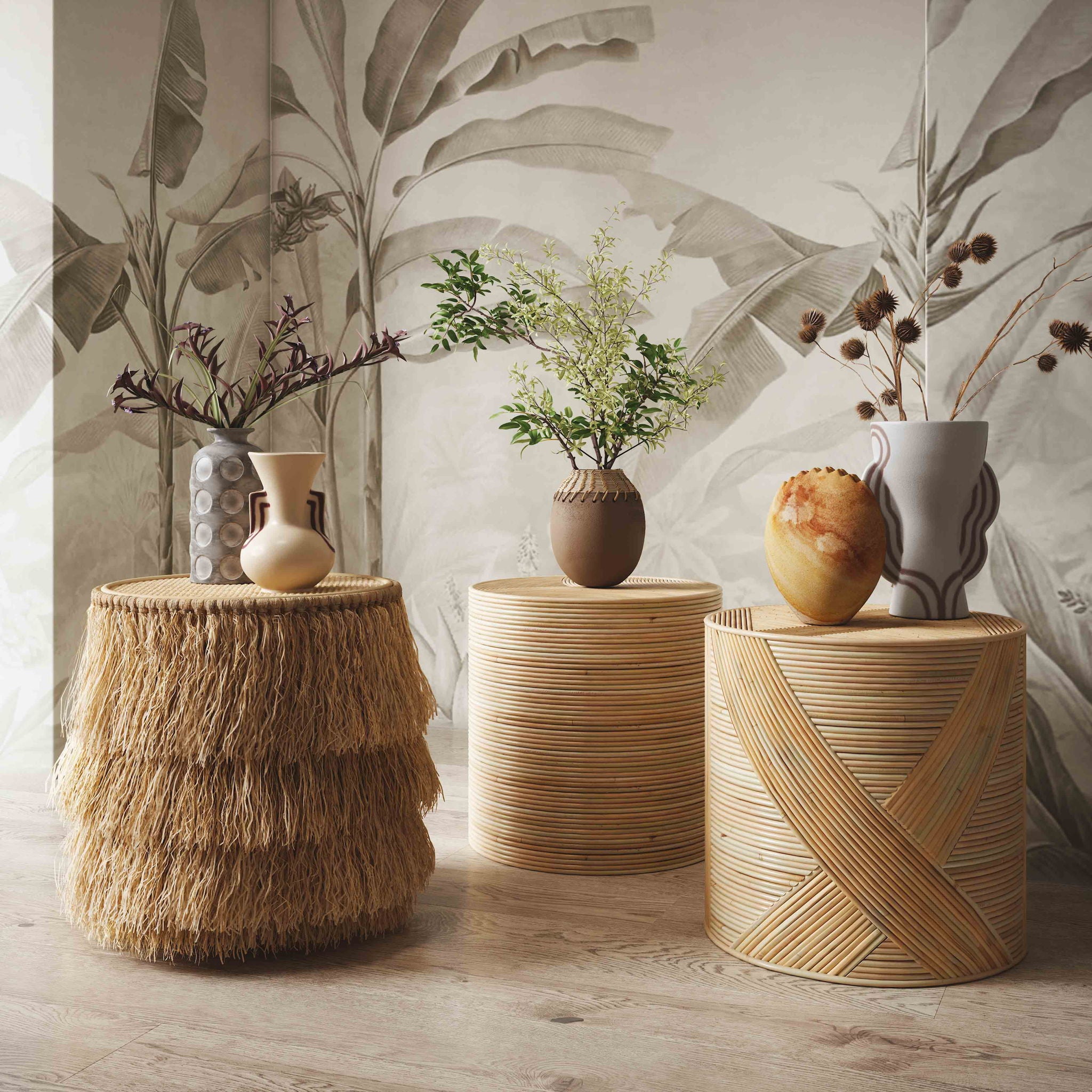 Matea - Rattan Arch Side Table - Natural