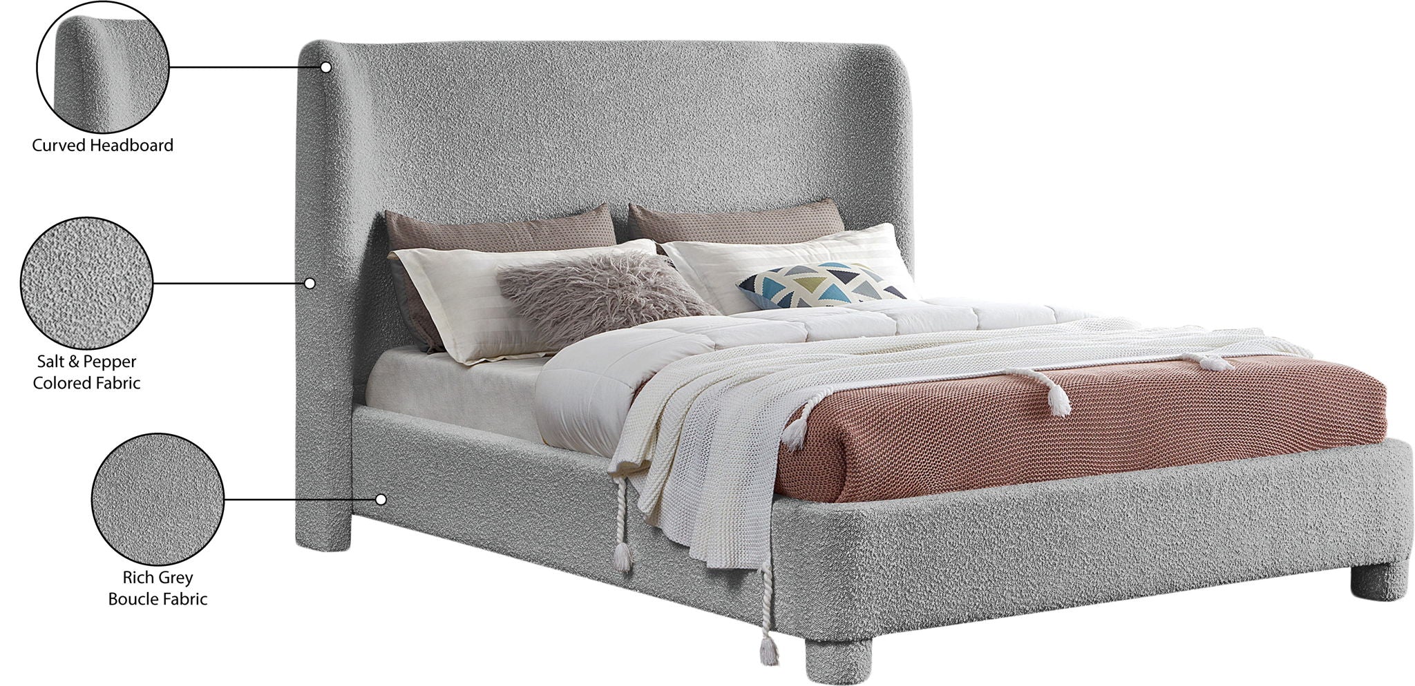 Penny - Boucle Fabric Bed