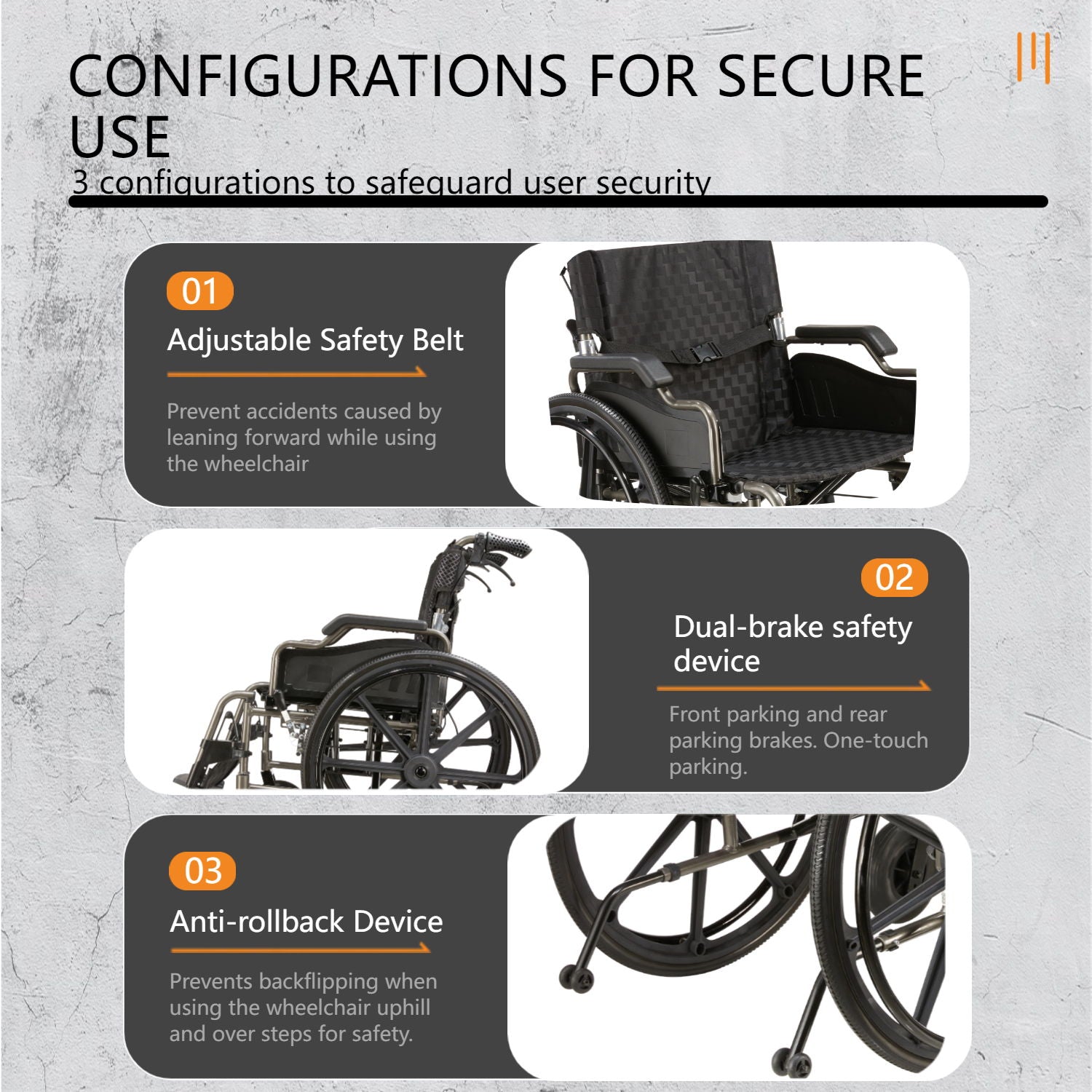 Lightweight Foldable Nursing Wheelchair For Adults Double X Force Support, 300Lbs Capacity, Breathable Cushion & Anti Backflip Design With Tires, Adjustable Seat Belt, Quick Release Wheels - Gray