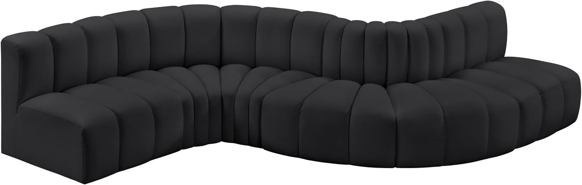 Arc - Faux Leather 6 Piece Curved Modular Sofa