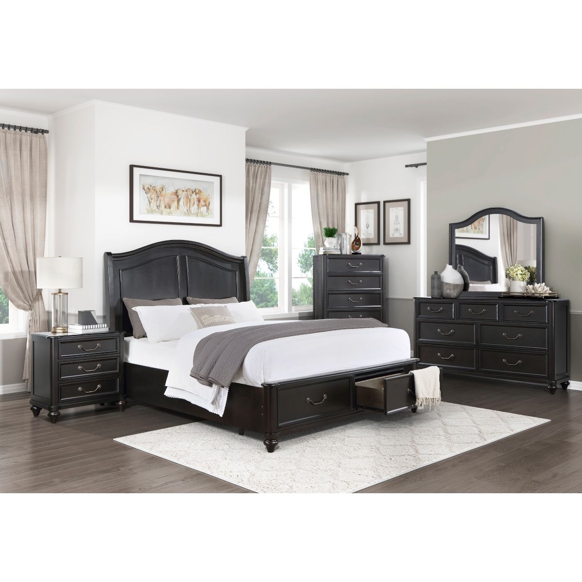 Herman - Nightstand - Charcoal Brown