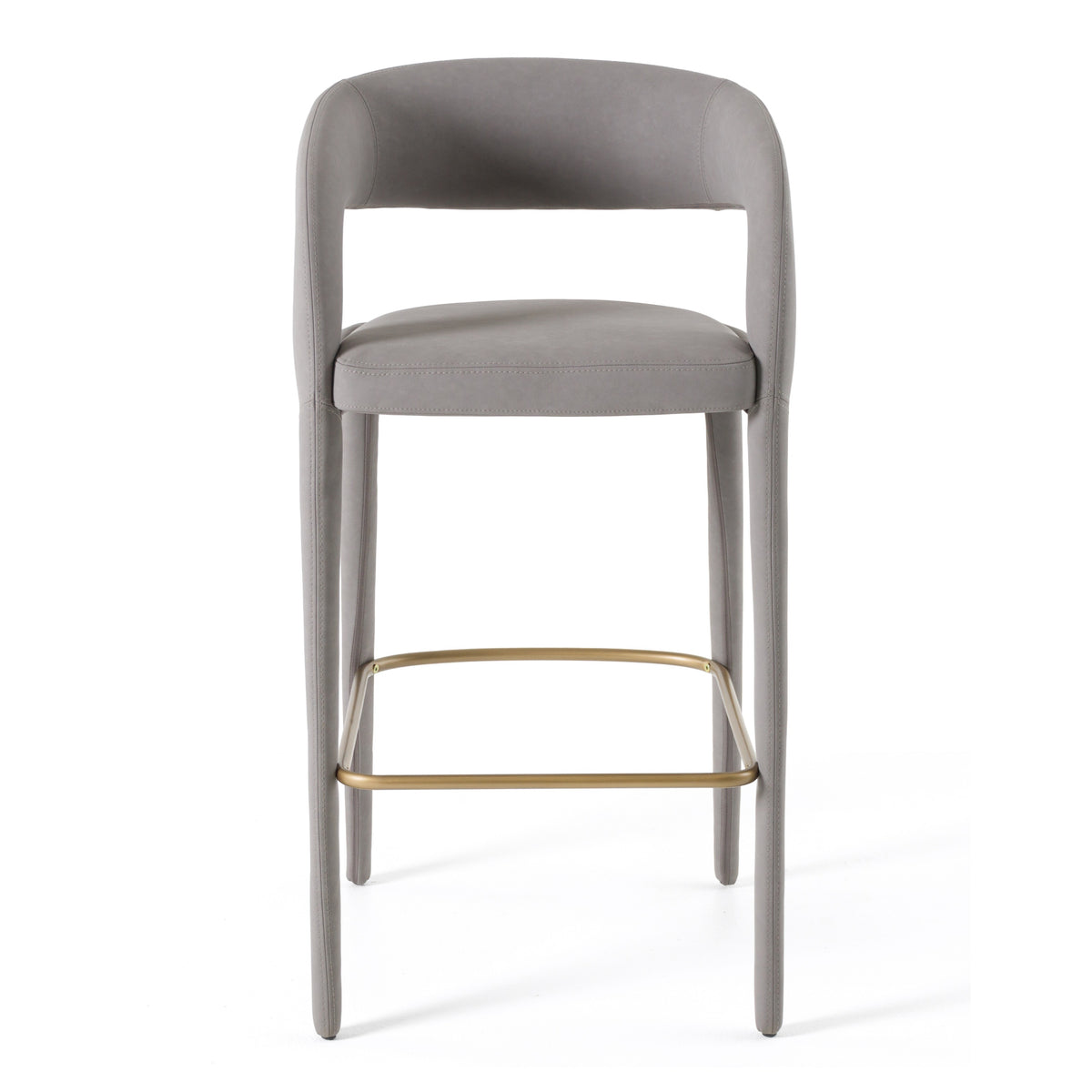 Faerron - Modern Grey Leatherette Bar Chair