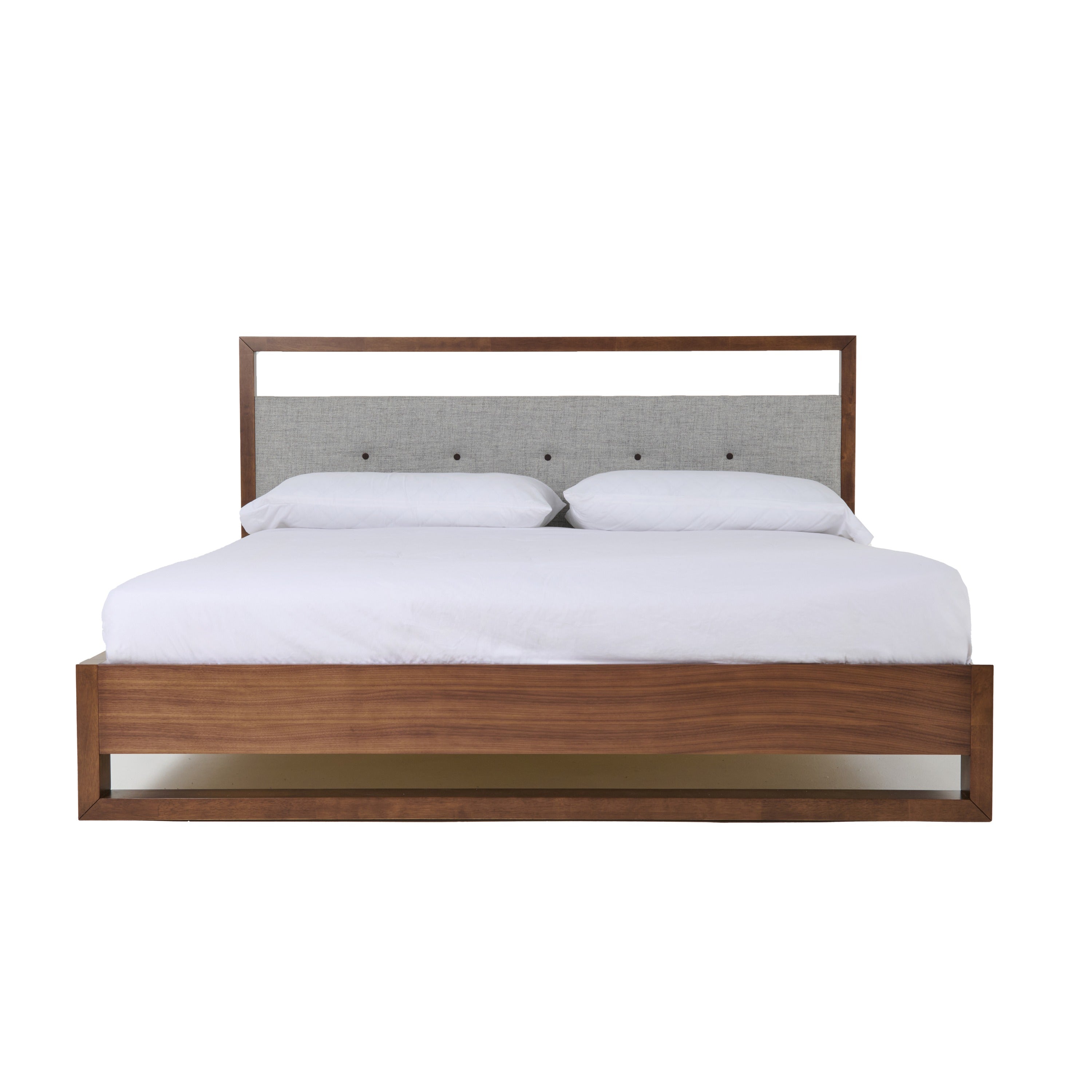 Nova Domus Falcor - Modern Grey Fabric & Walnut Veneer Bed