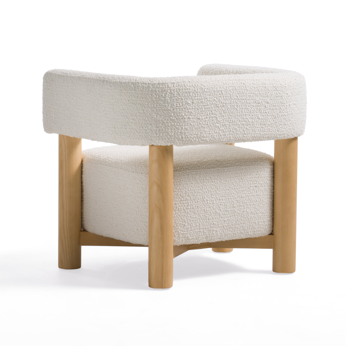 Fang - Modern White Fabric & Wood Accent Chair