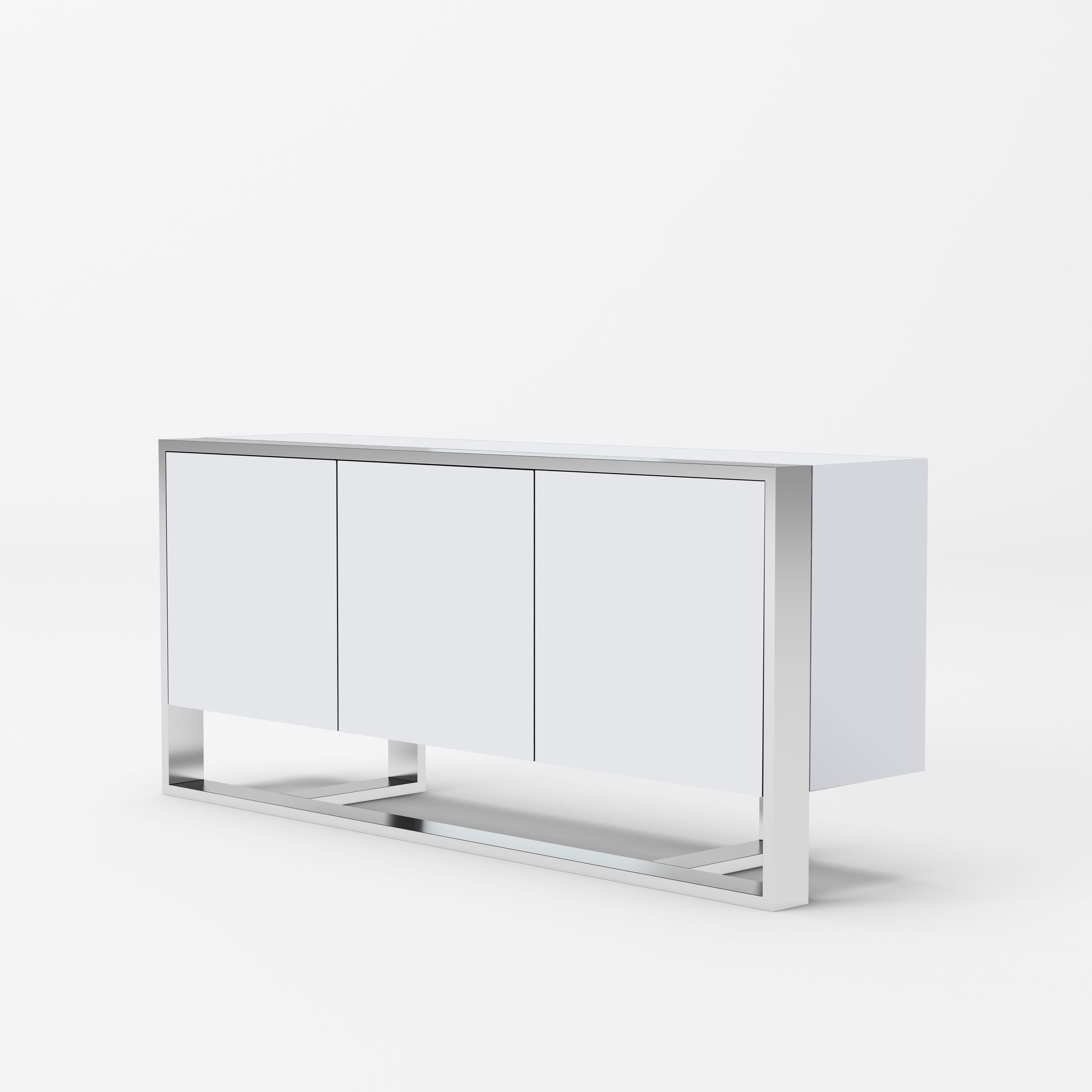 Modrest Fauna - Modern White High Gloss & Stainless Steel Buffet