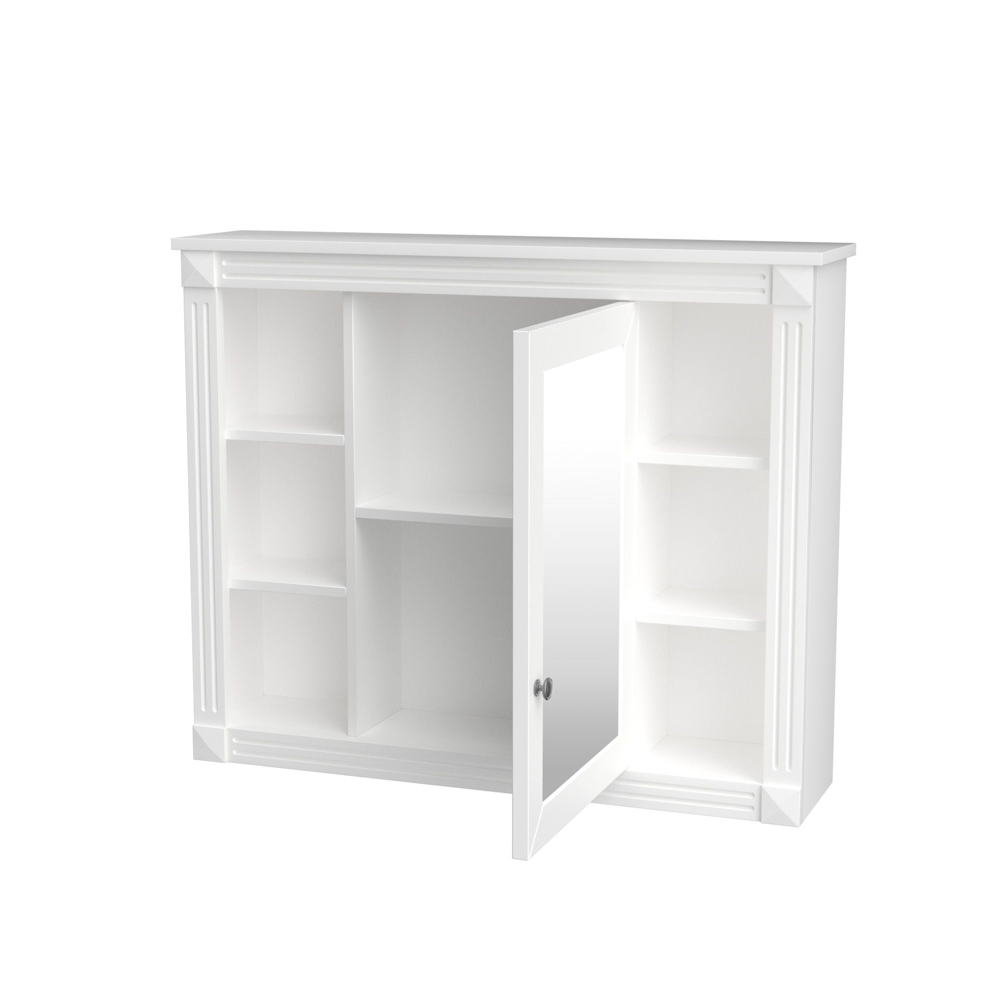 Wall Mounted Bathroom Storage Cabinet With Mirror, Cabinet With 6 Open Shelves And Adjustable Interior