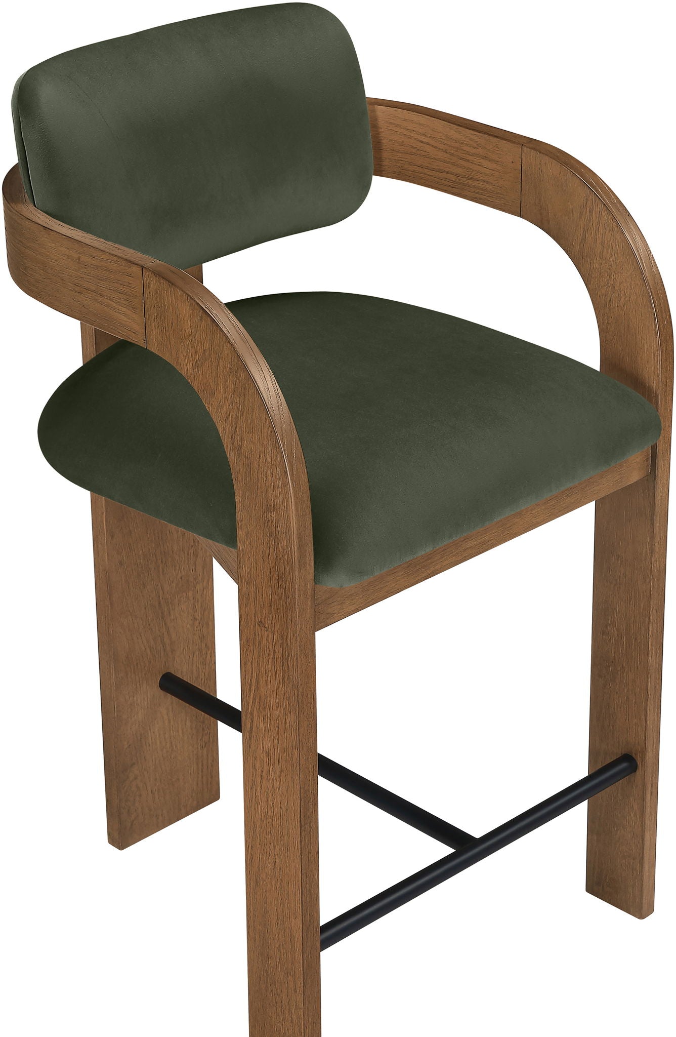 Cedra - Velvet Performance Fabric Upholstered Counter Stool - Brown Frame