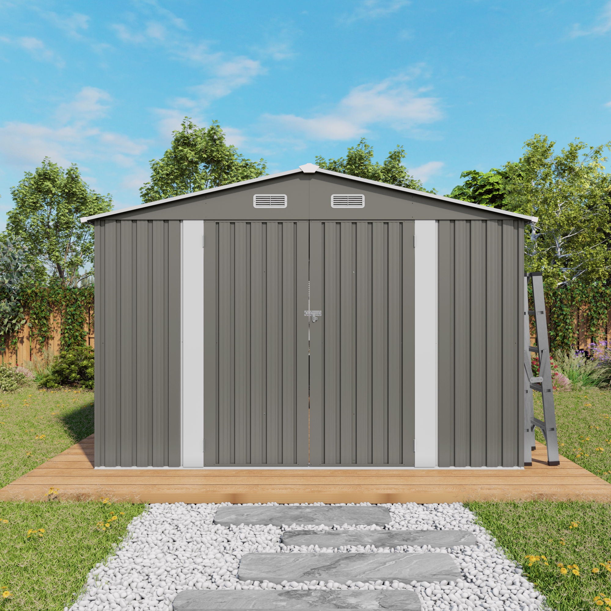 Outdoor Storage Shed With Lockable Doors