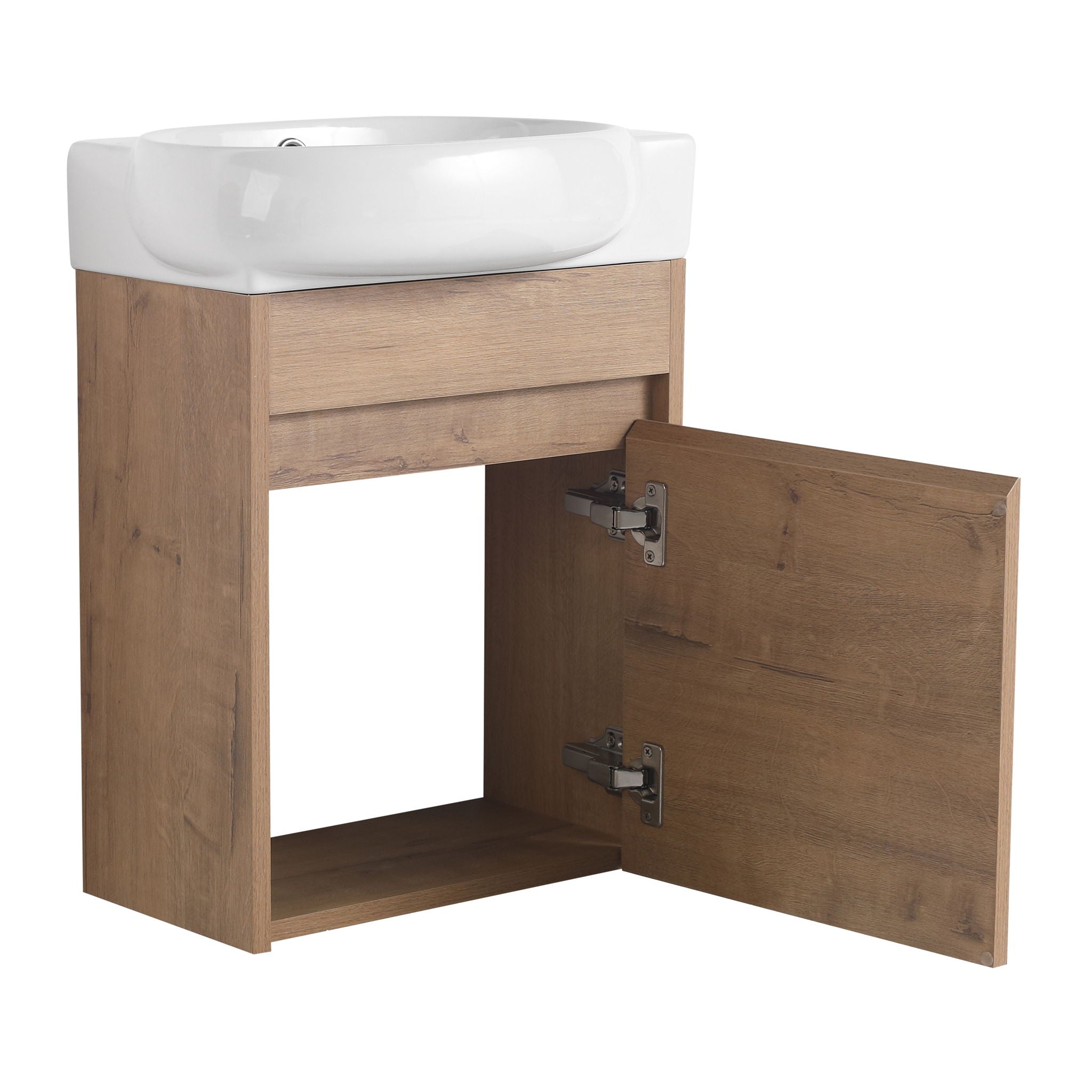Wall Mounted Bathroom Vanity With Sink And Storage Rack, Soft Close Doors