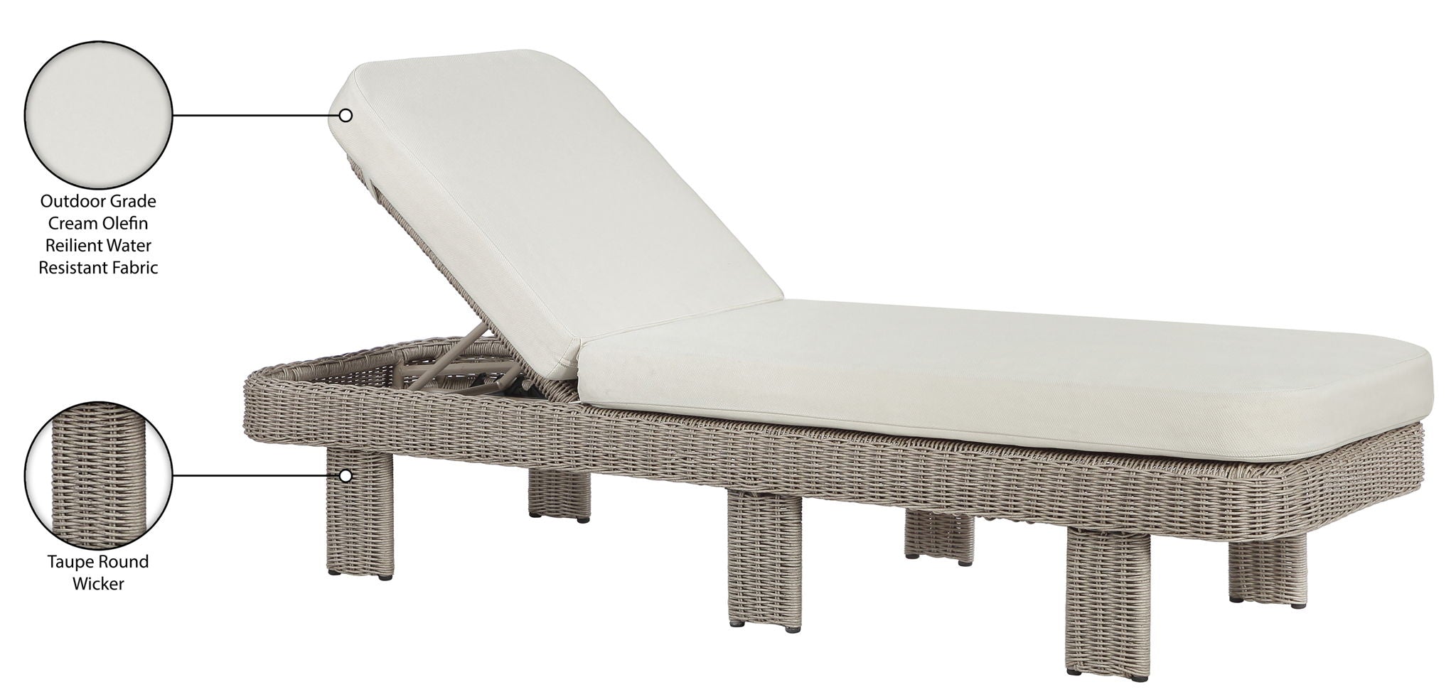 Sandbay - Olefin Water Resistant Fabric And Wicker Outdoor Patio Lounge Chair