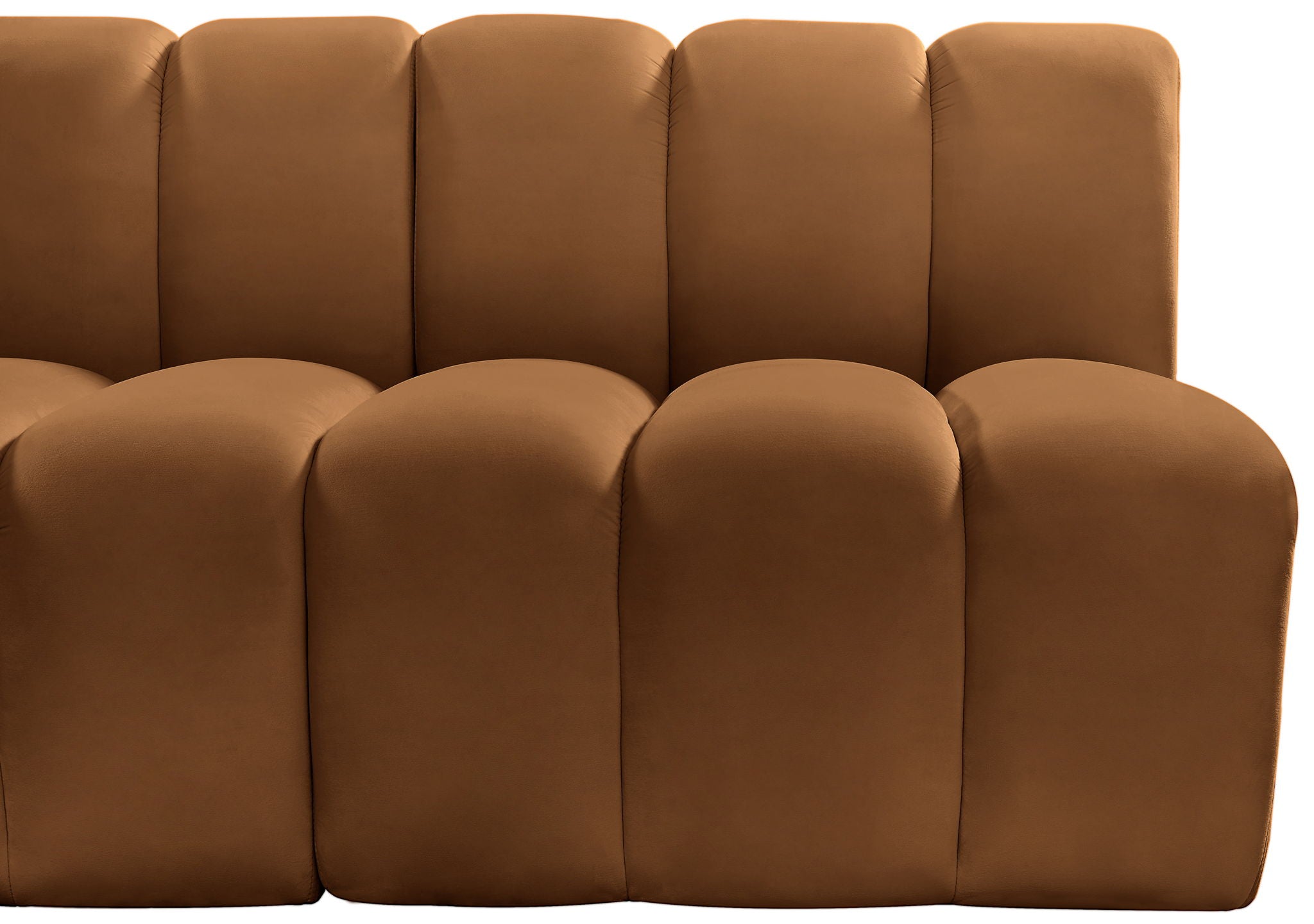 Arc - Velvet 4 Piece U-Shaped Modular Sofa - Saddle