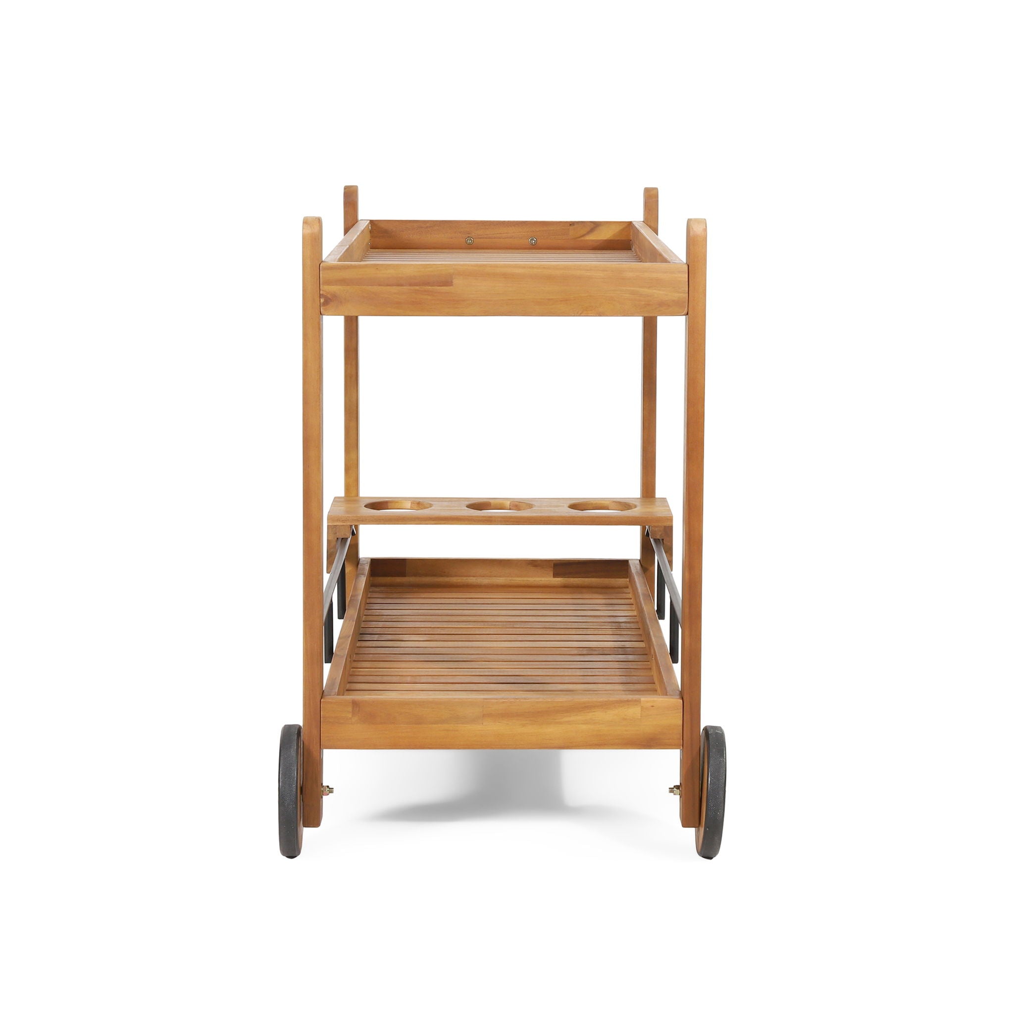 Bar Cart With Wine Bottle Holders, - Black