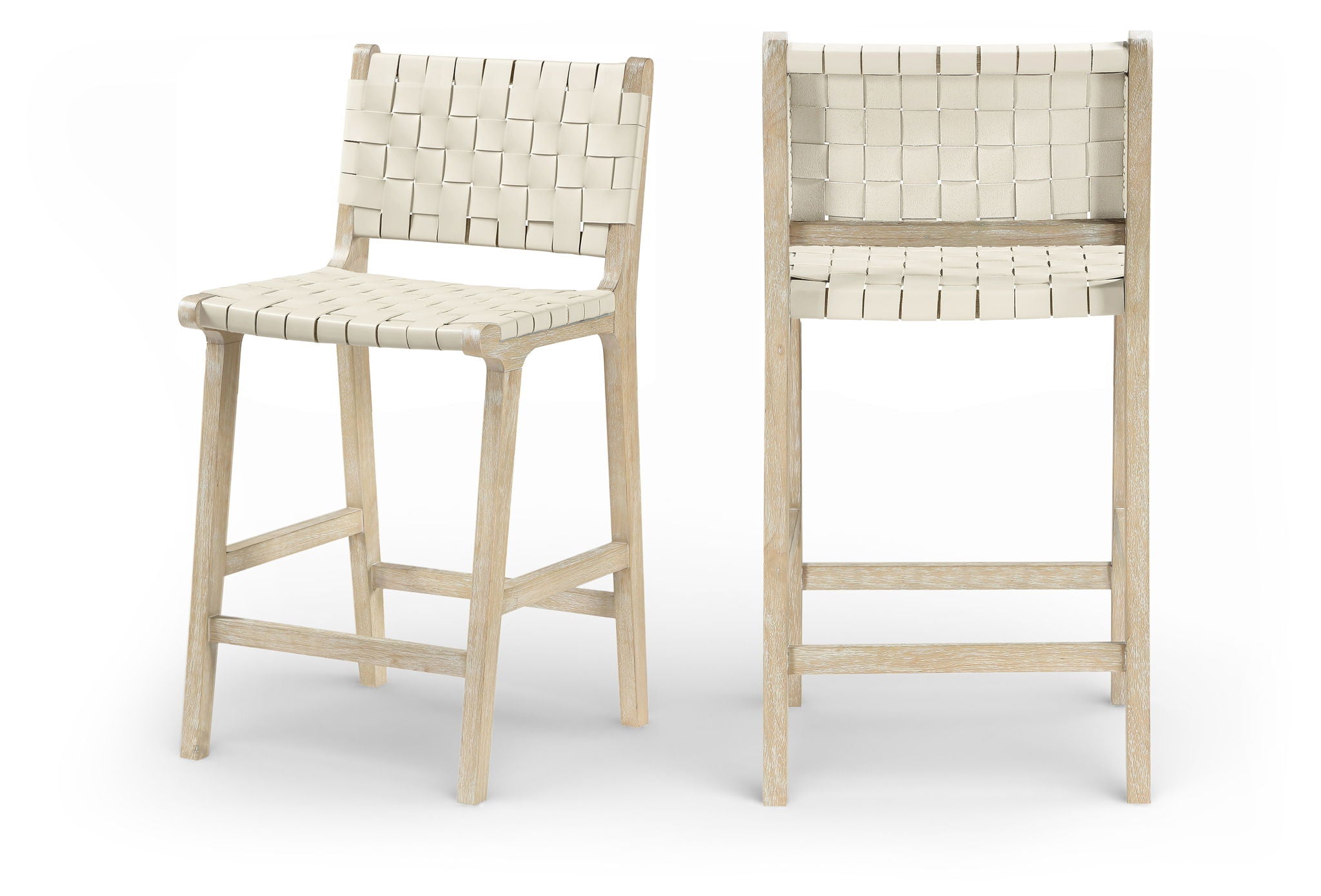 Entwine - Vegan Leather Upholstered Counter Stool - Painted Natural