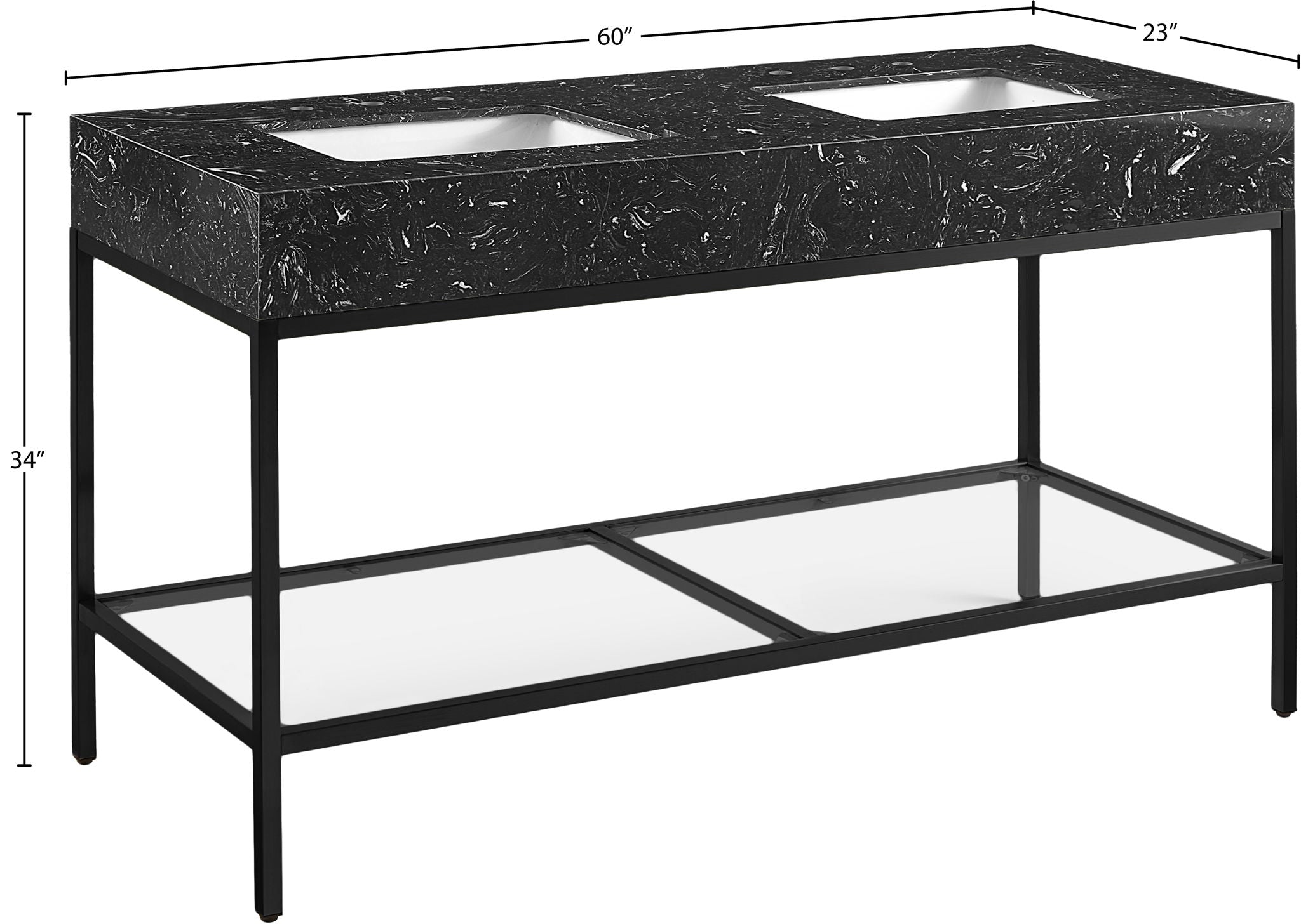Marmo - Engineered Marble Bathroom Vanity With Black Base