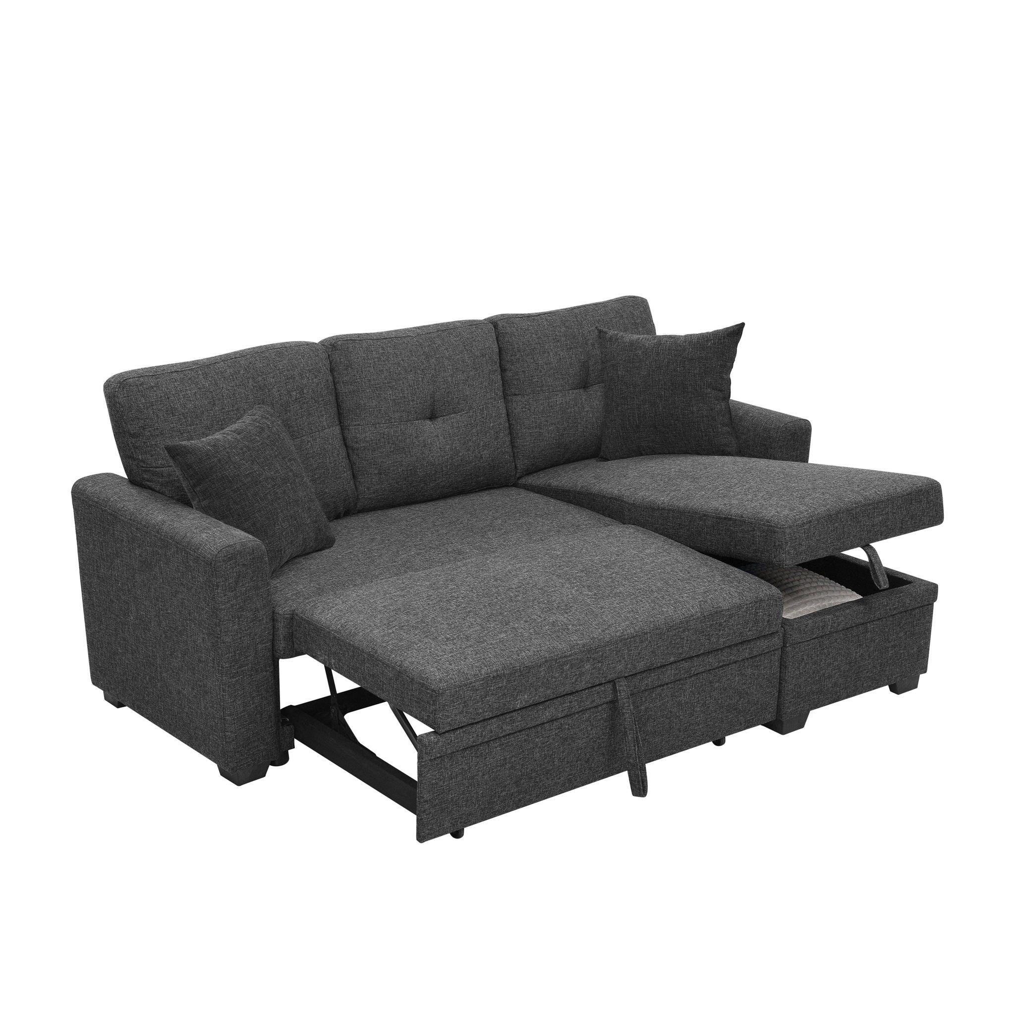 Upholstered Sectional With Pull Out Bed And Chaise Storage