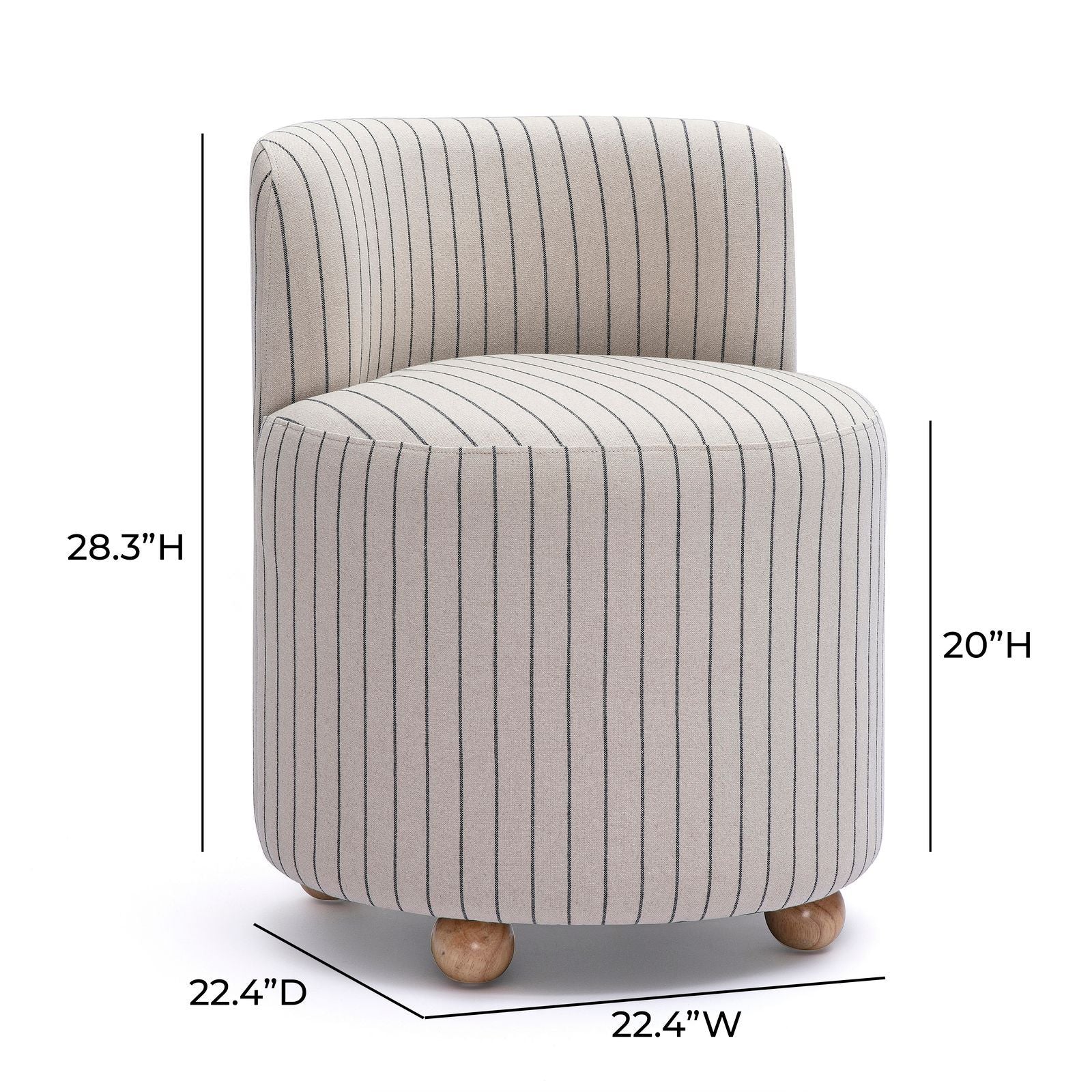 Hakuna - Striped Linen Desk Chair - Black / White