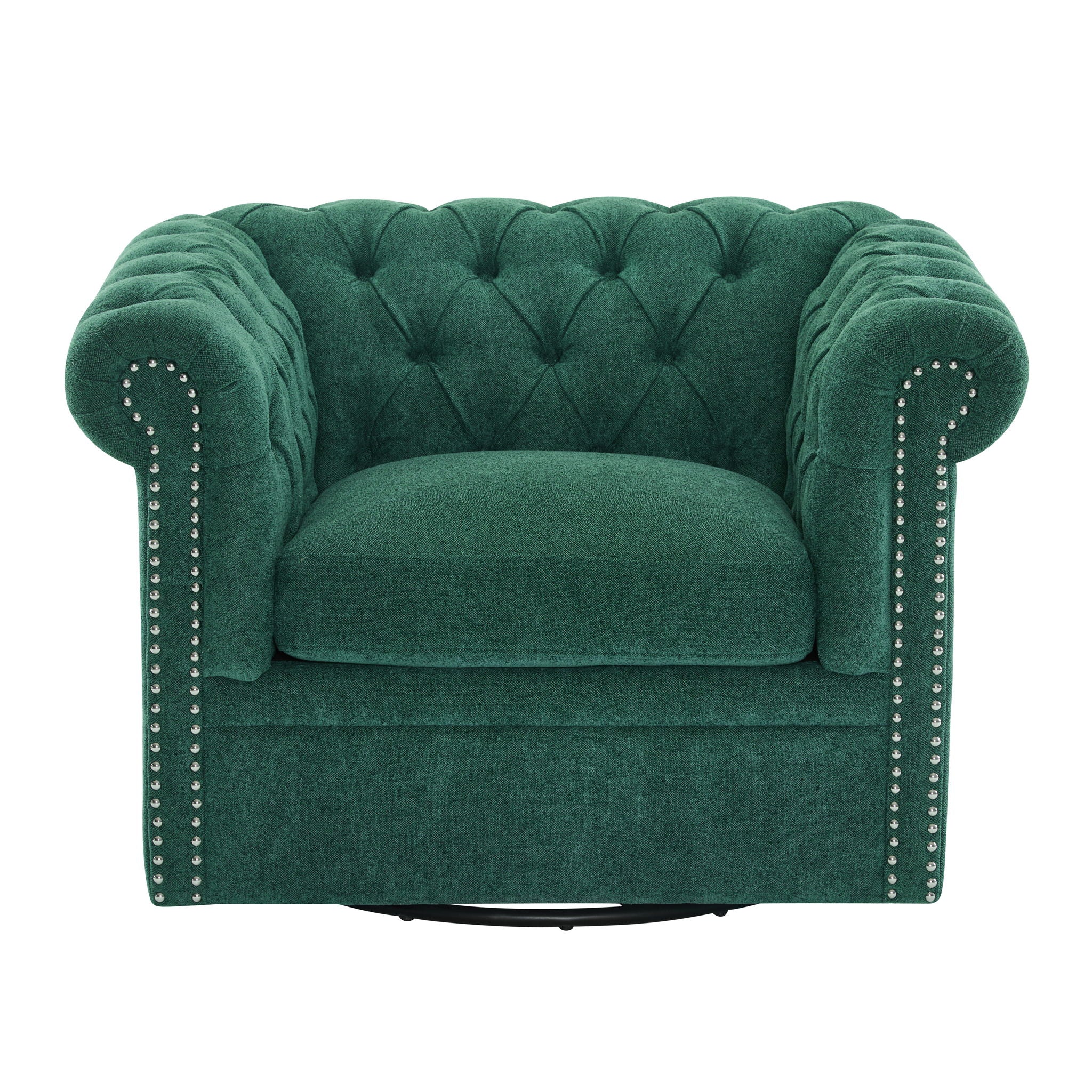 Chesterfield Swivel Club Chair With 360 Degree Rotation - Dark Green