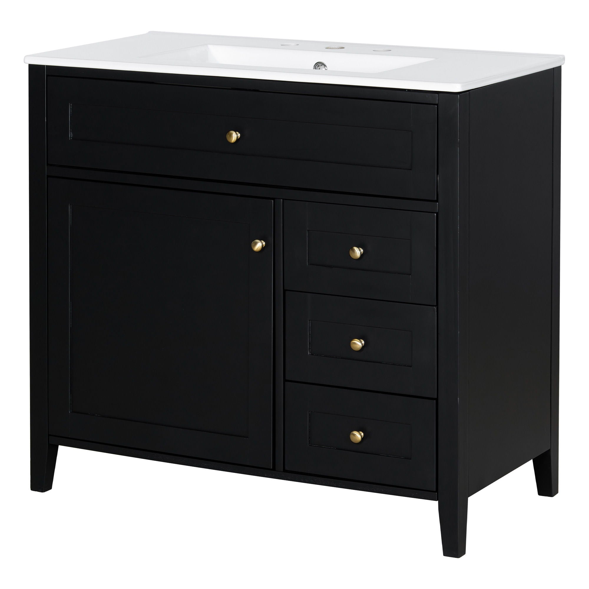 Bathroom Vanity With Sink, Cabinet With 3 Drawers And Adjustable Shelf
