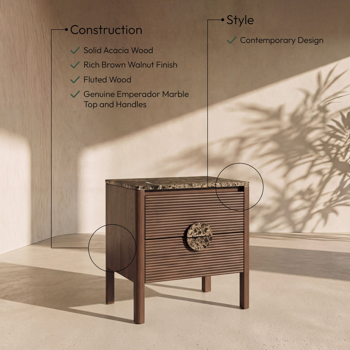 Varenna - 22" Acacia Wood Nightstand