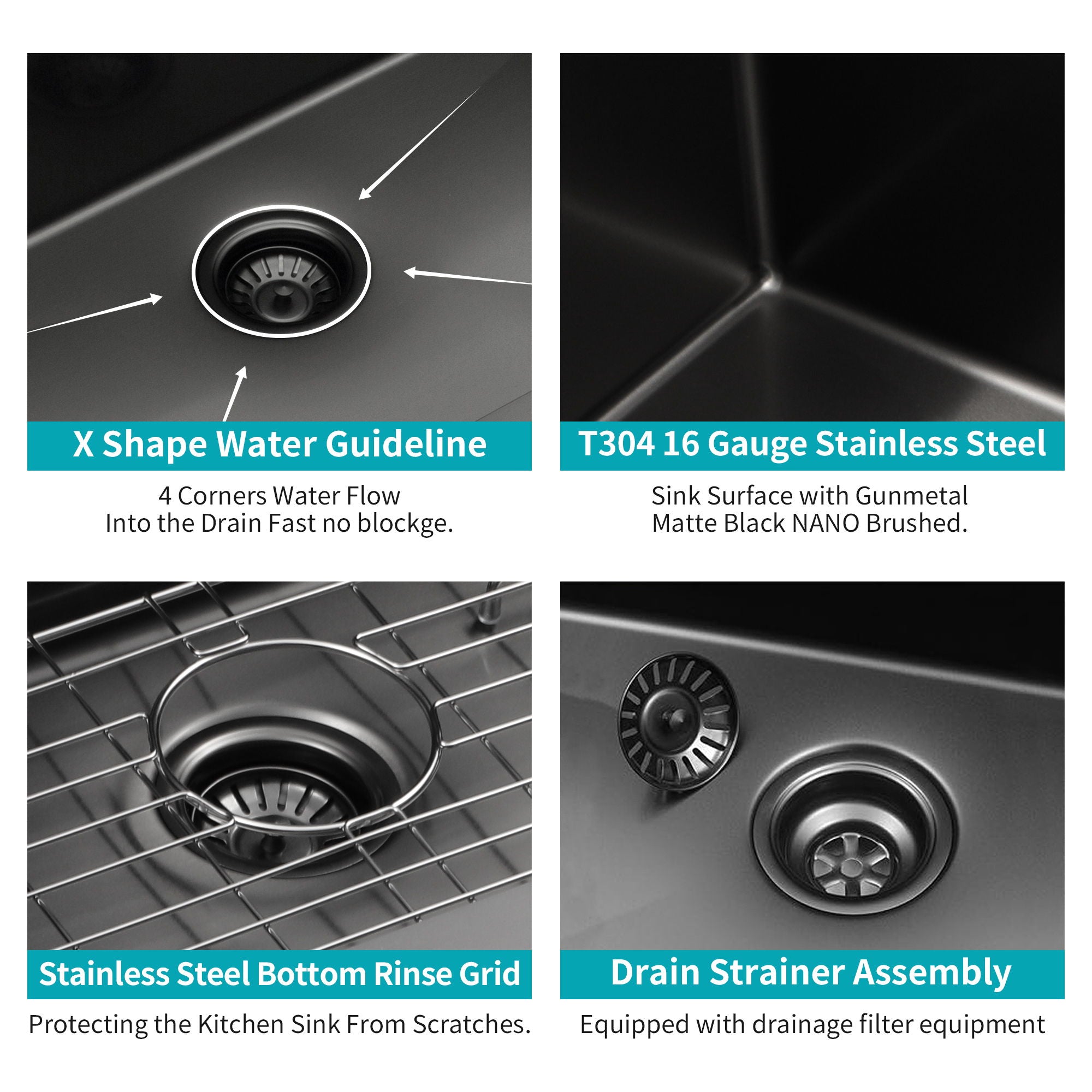Topmount Kitchen Sink 16 Gauge, Single Bowl