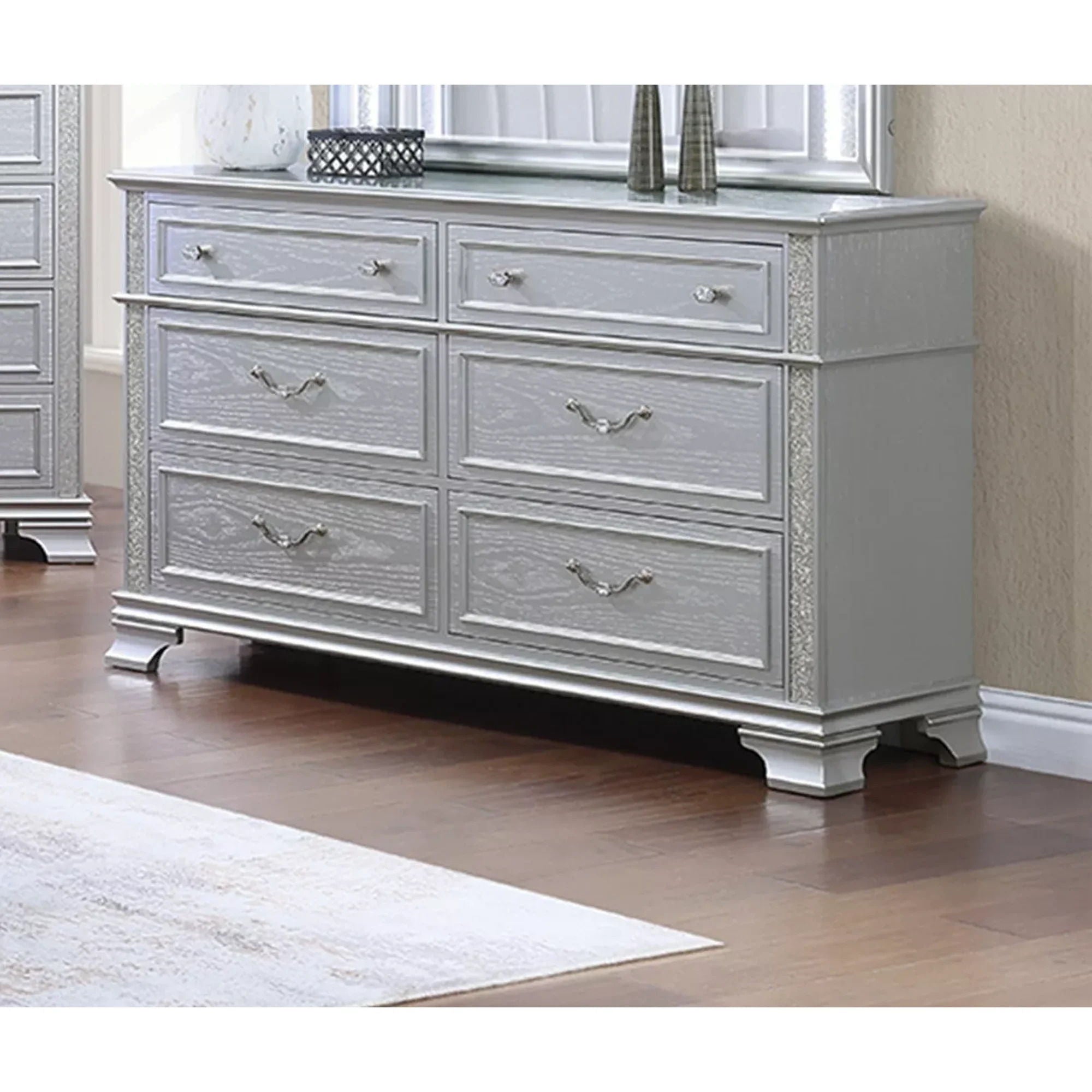 1 Piece Dresser Crystal Knobs Pull Handles Bedroom Furniture - Gray