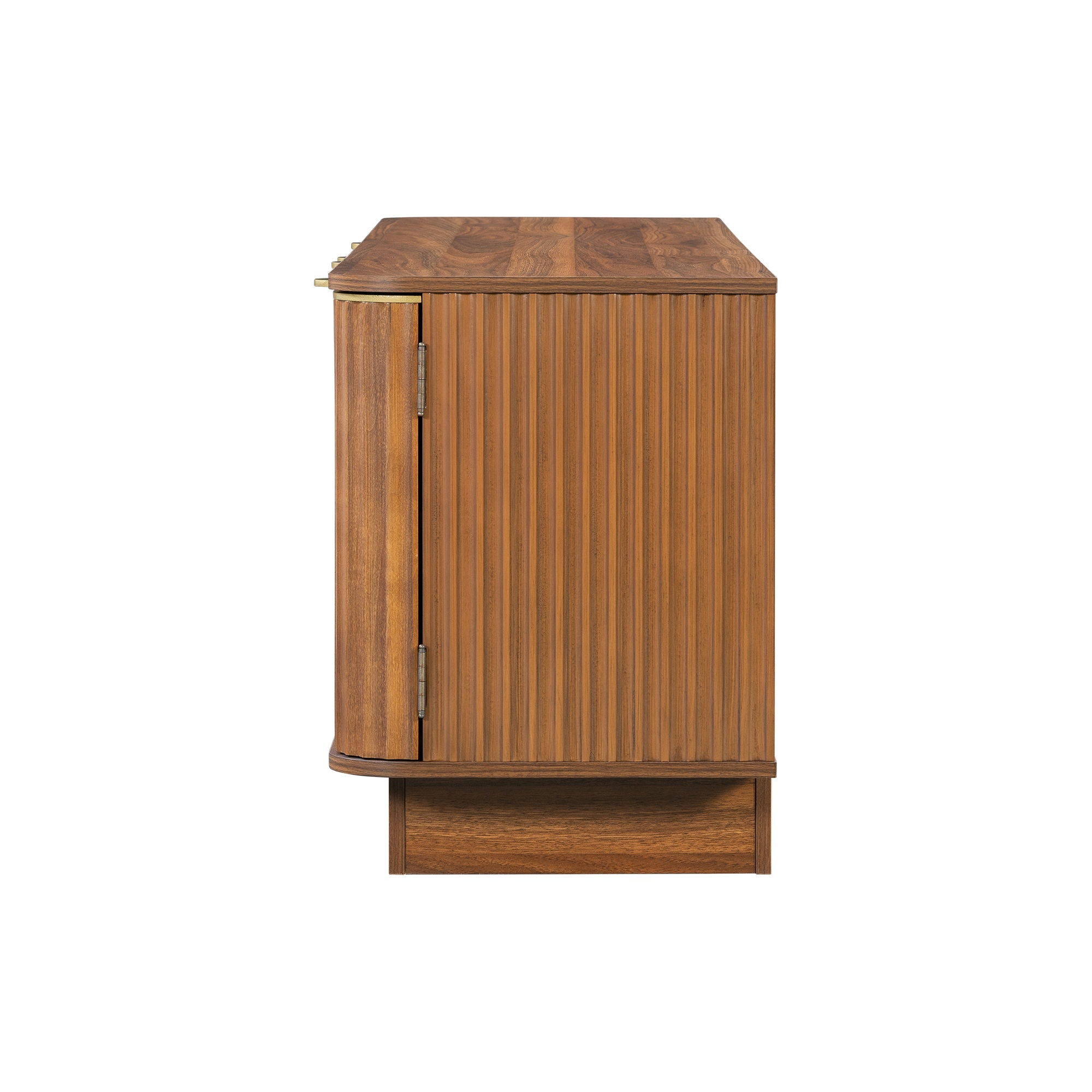 TV Stand, Fluted Media Console With Adjustable Shelves And Cable Holes