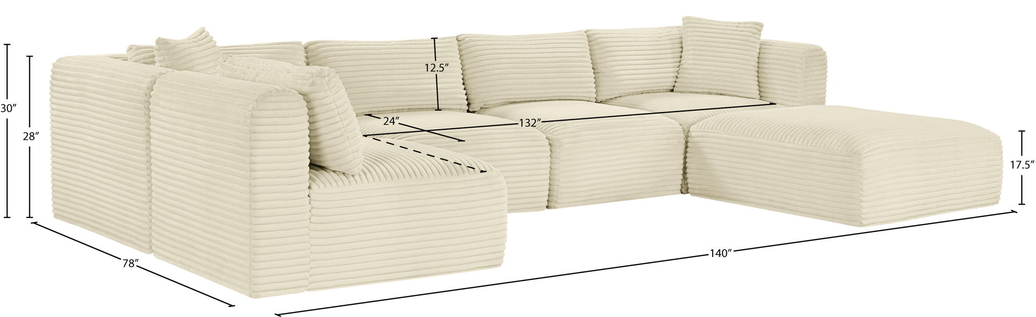 Shaggy - 6 Piece Modular U-Shaped Sectional