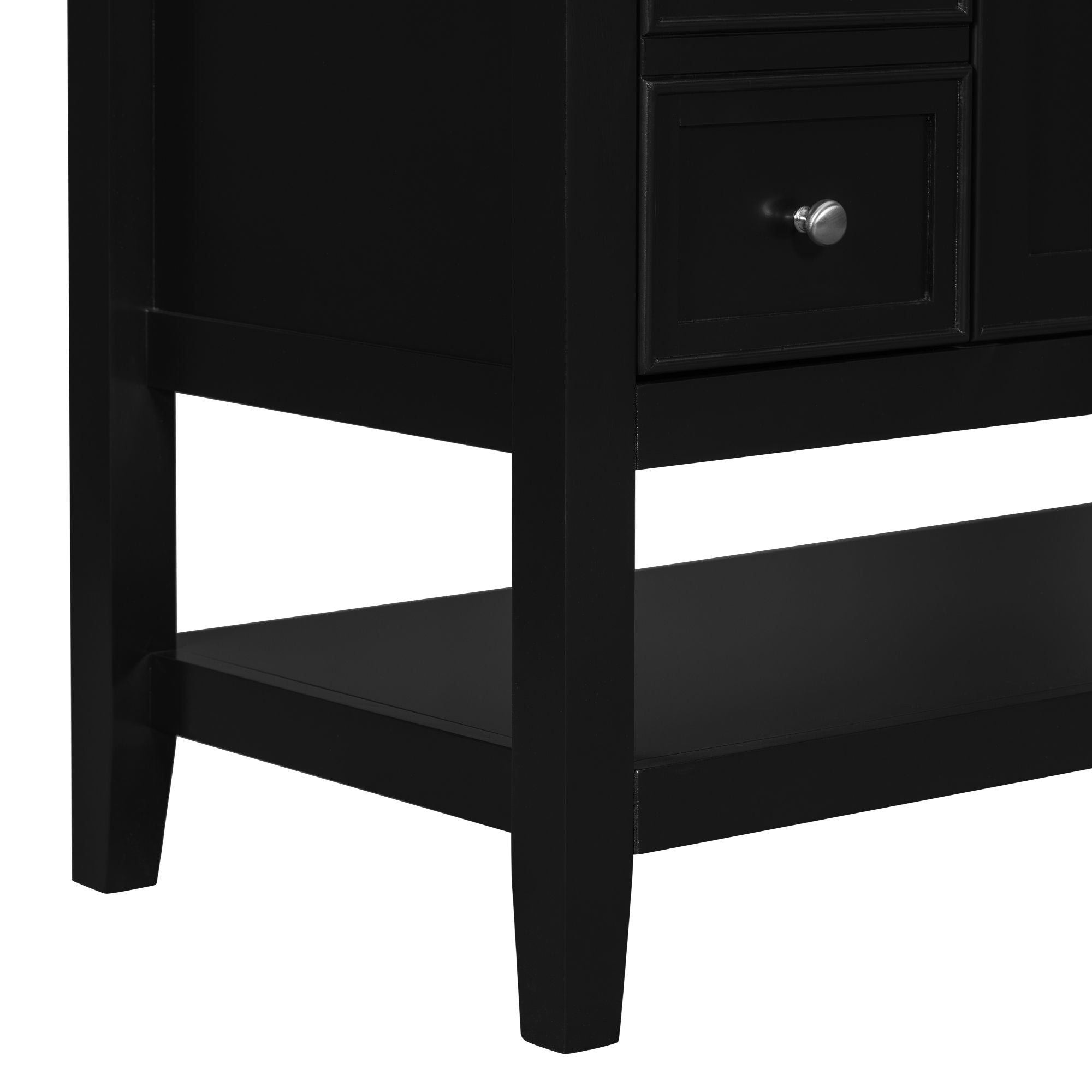 36" Bathroom Vanity Base With 2 Cabinet And 3 Drawers - Black
