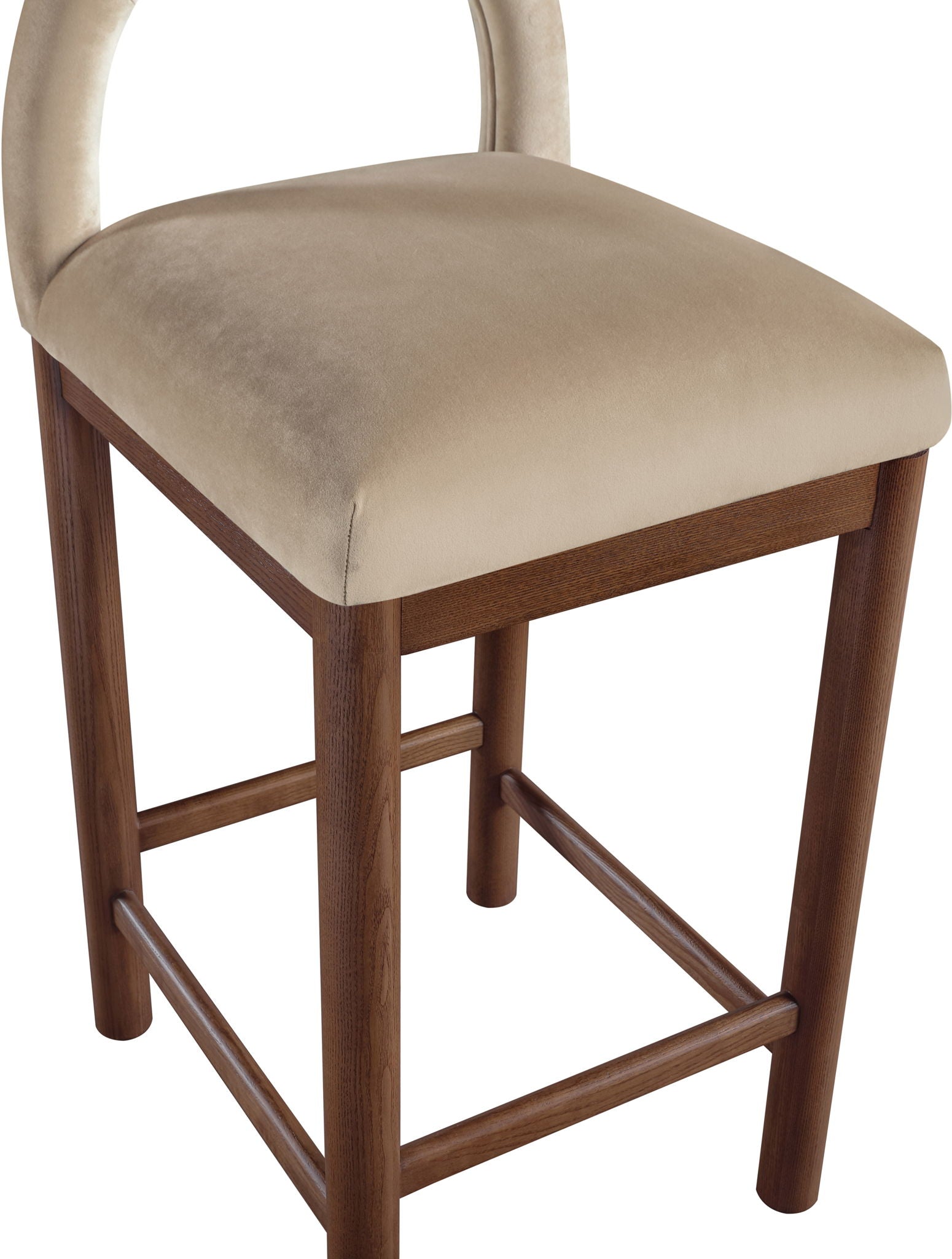 Conrad - Velvet Counter Stool With Brown Legs