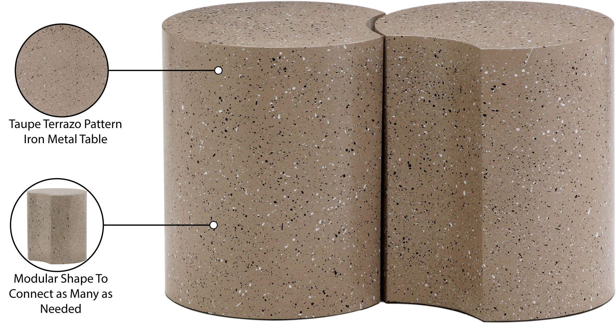 Dimple - 2 Piece Modular End Table - Terazzo Finish