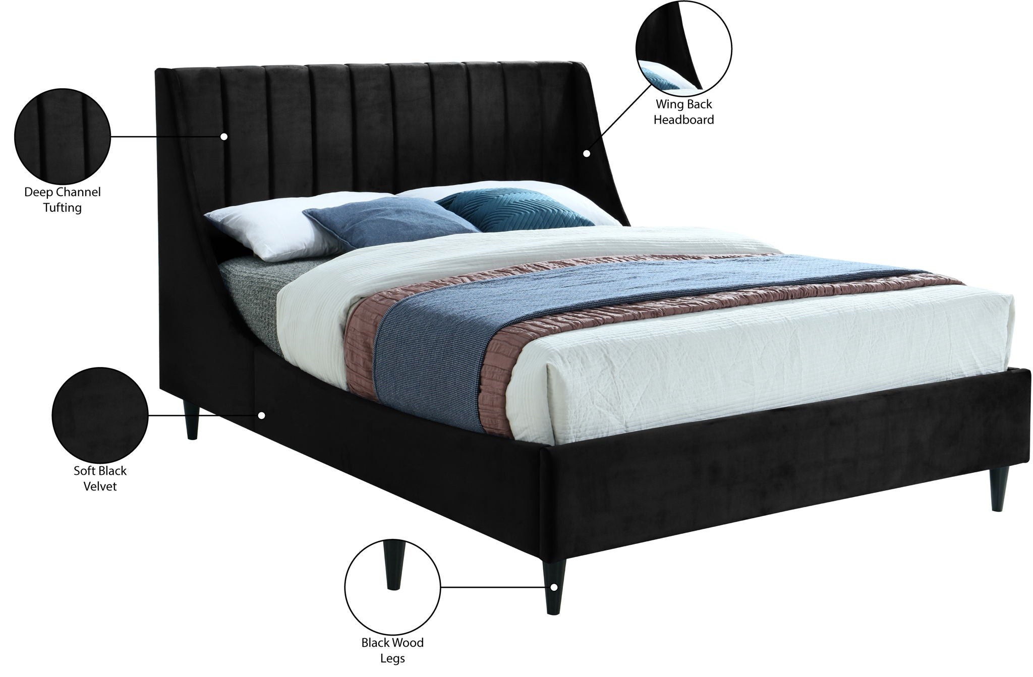 Eva - Velvet Bed