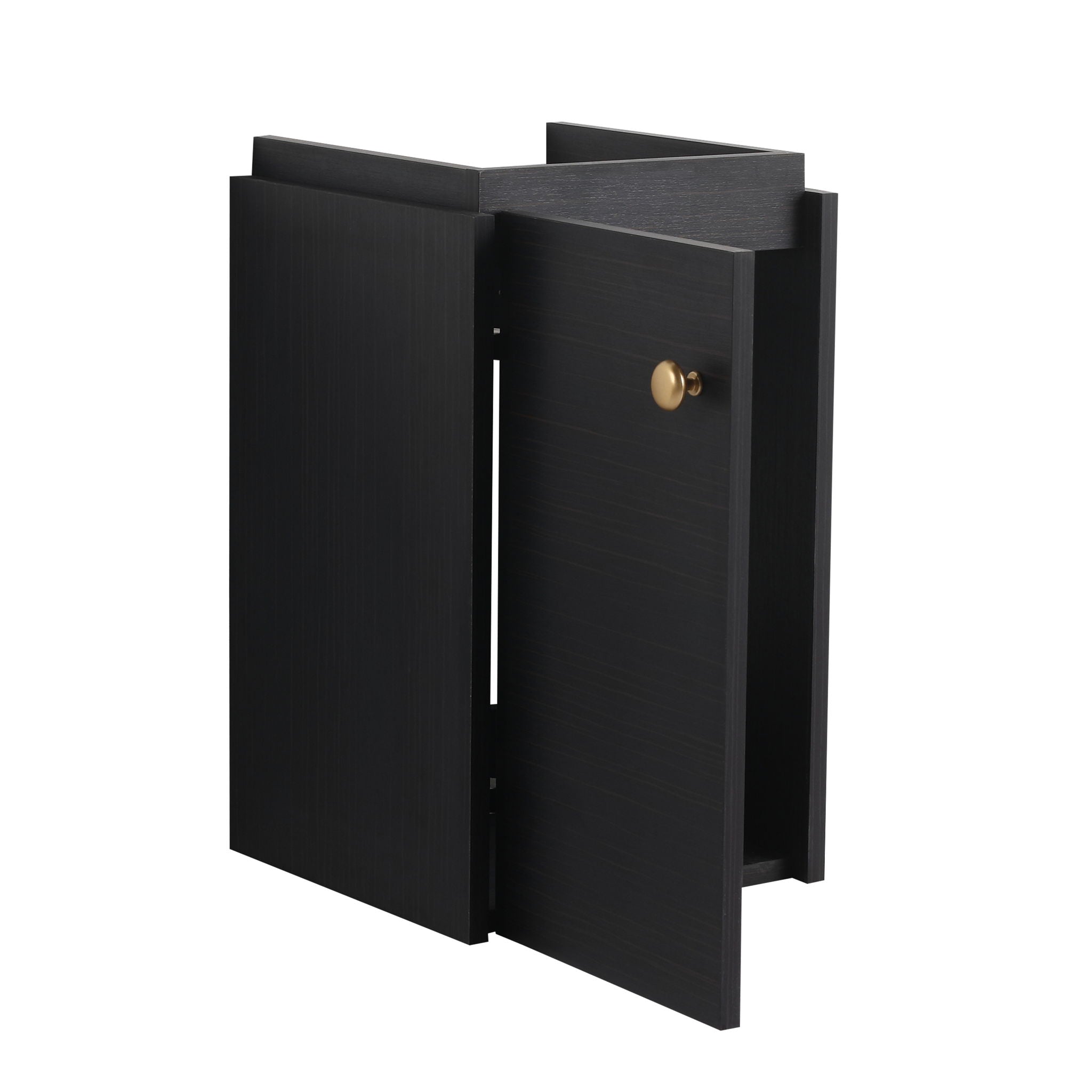 Compact Bathroom Vanity With Sink, Soft Close Door - Black Chestnut