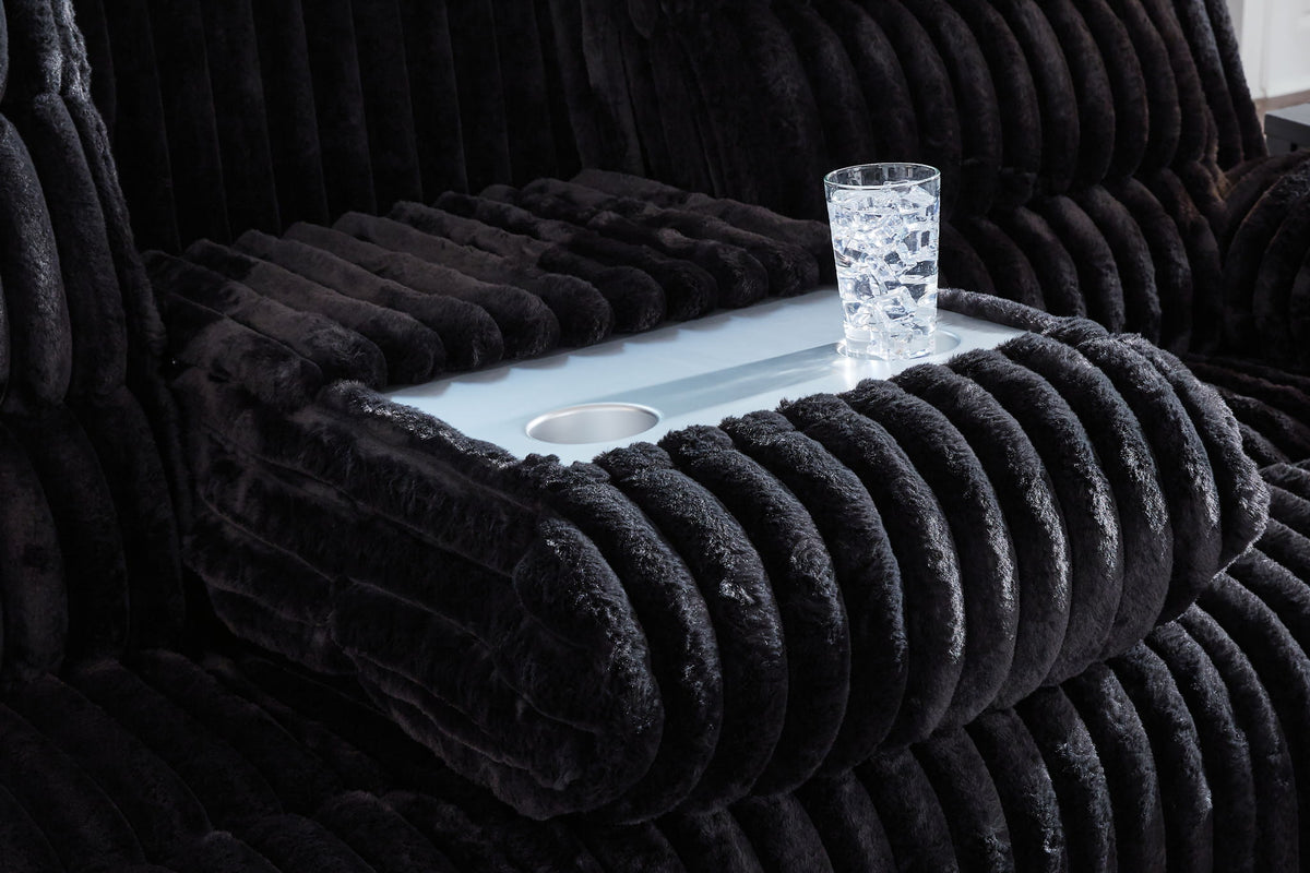 Rhine Falls - Reclining Power Sofa With Drop Down Table - Onyx