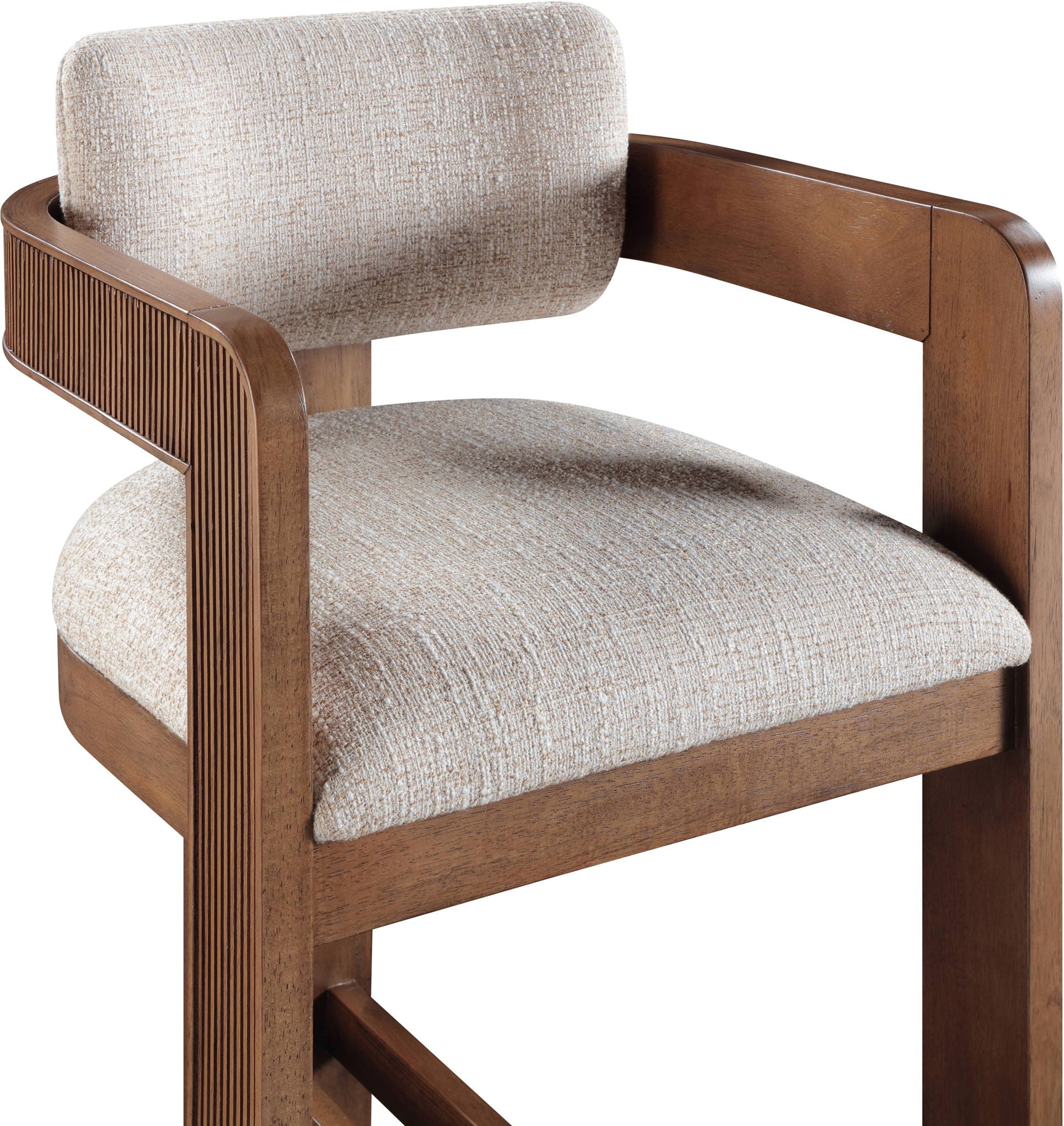 Sacha - Linen Stool With Brown Base